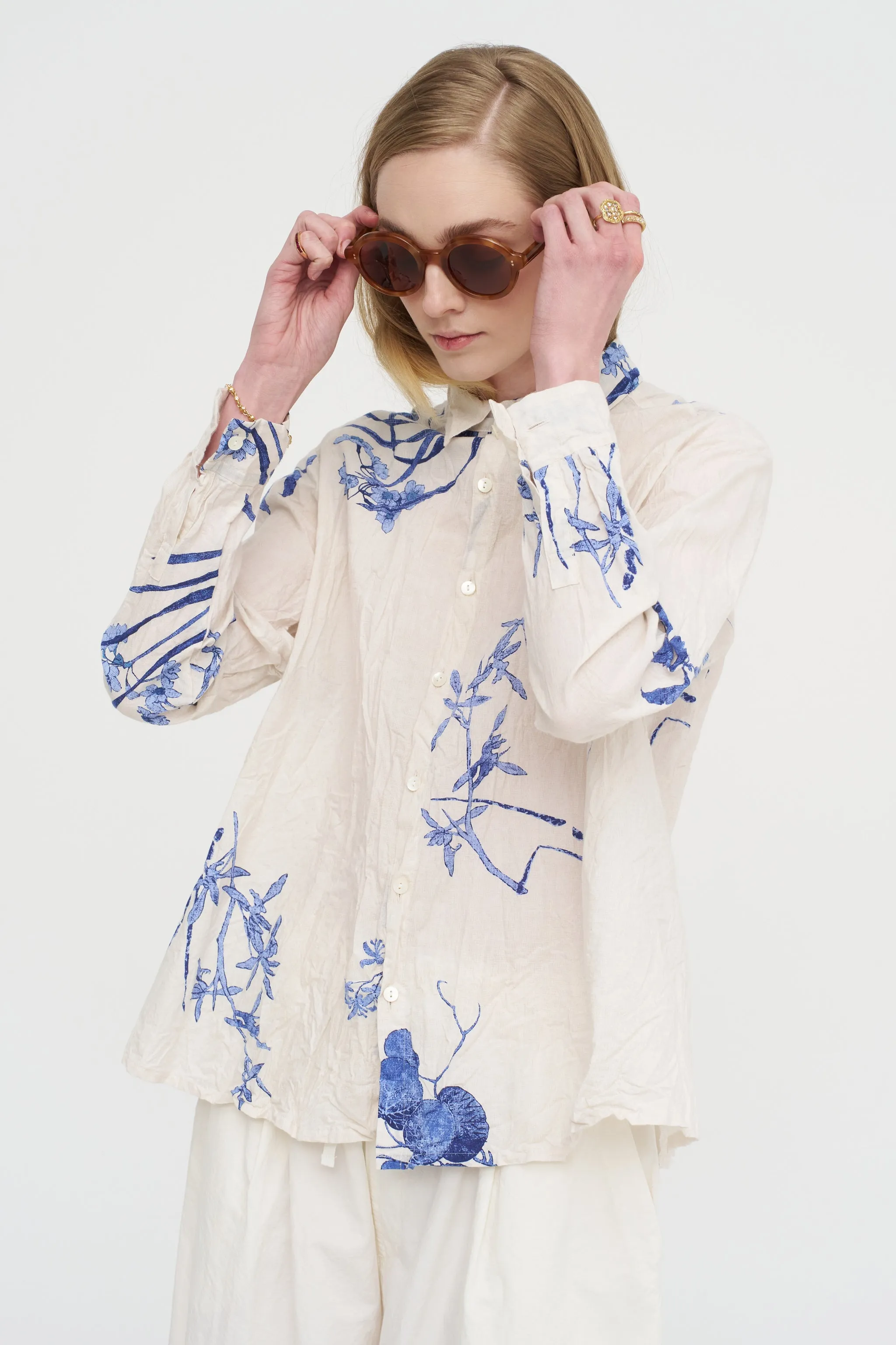 Japonism Flower Print Blouse, Ivory sold by Kick Pleat product image thumbnail 2