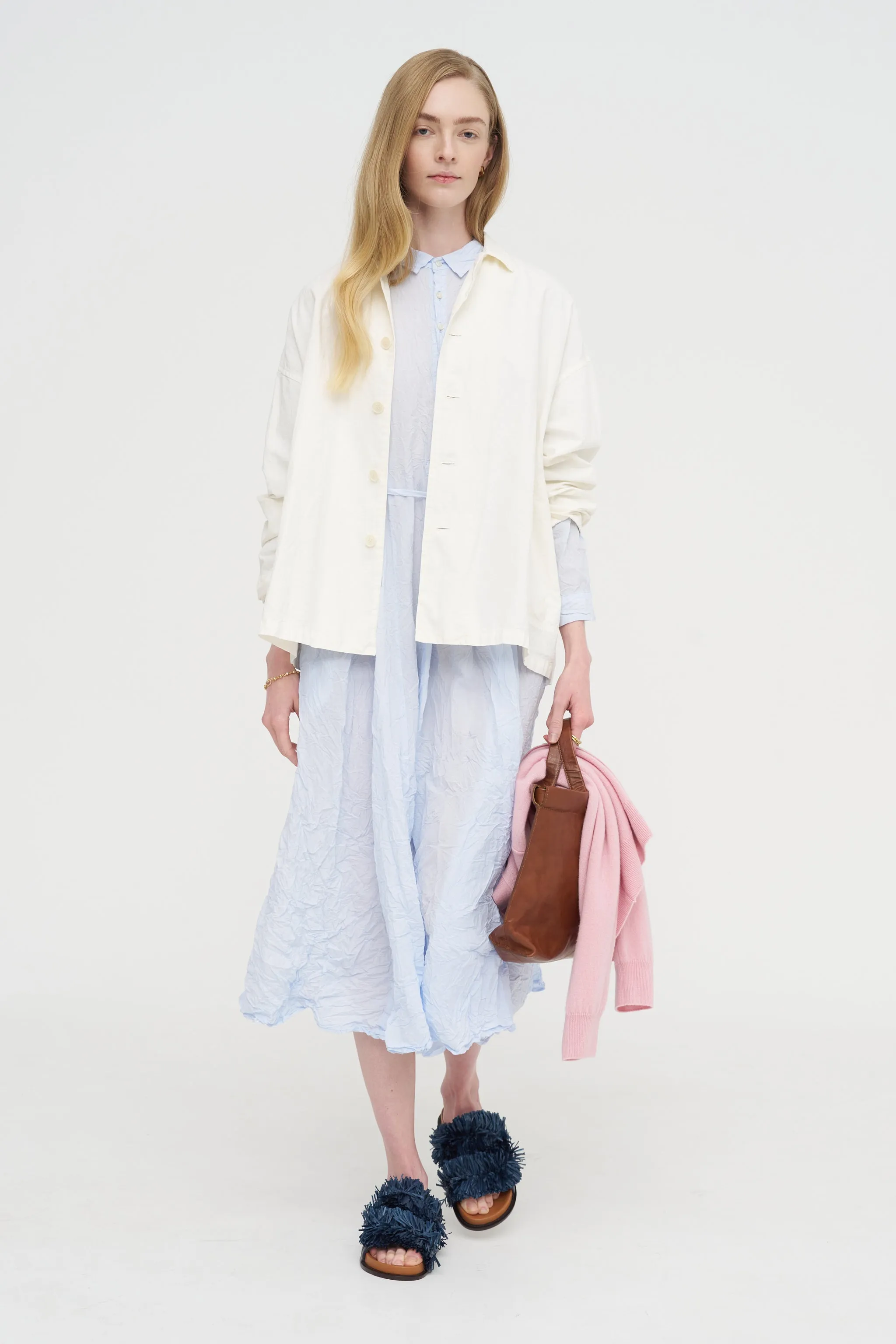 Washed Cotton Crinkle Dress, Saxe Blue sold by Kick Pleat