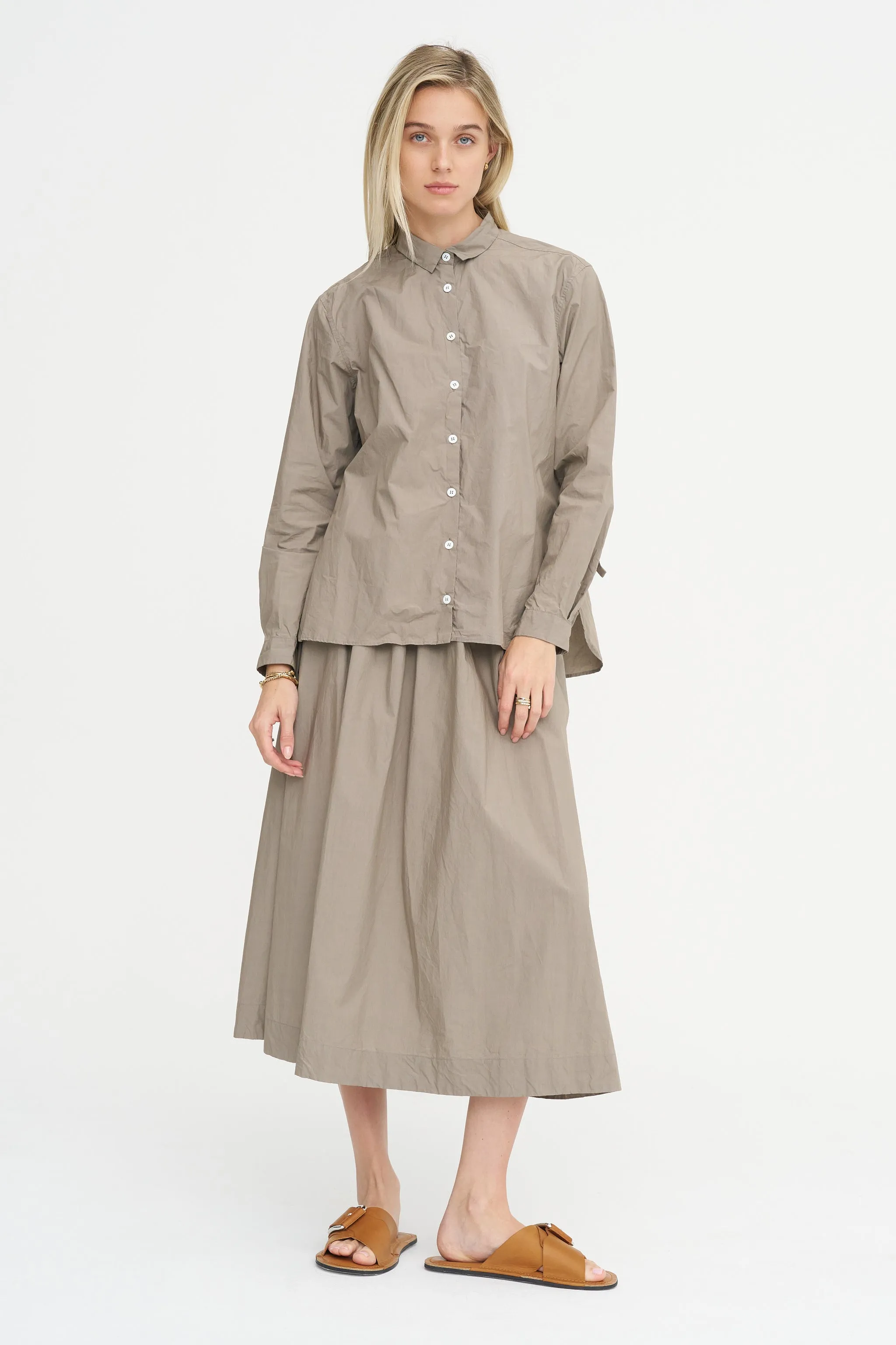 Loose Tyrol Shirt, Taupe sold by Kick Pleat