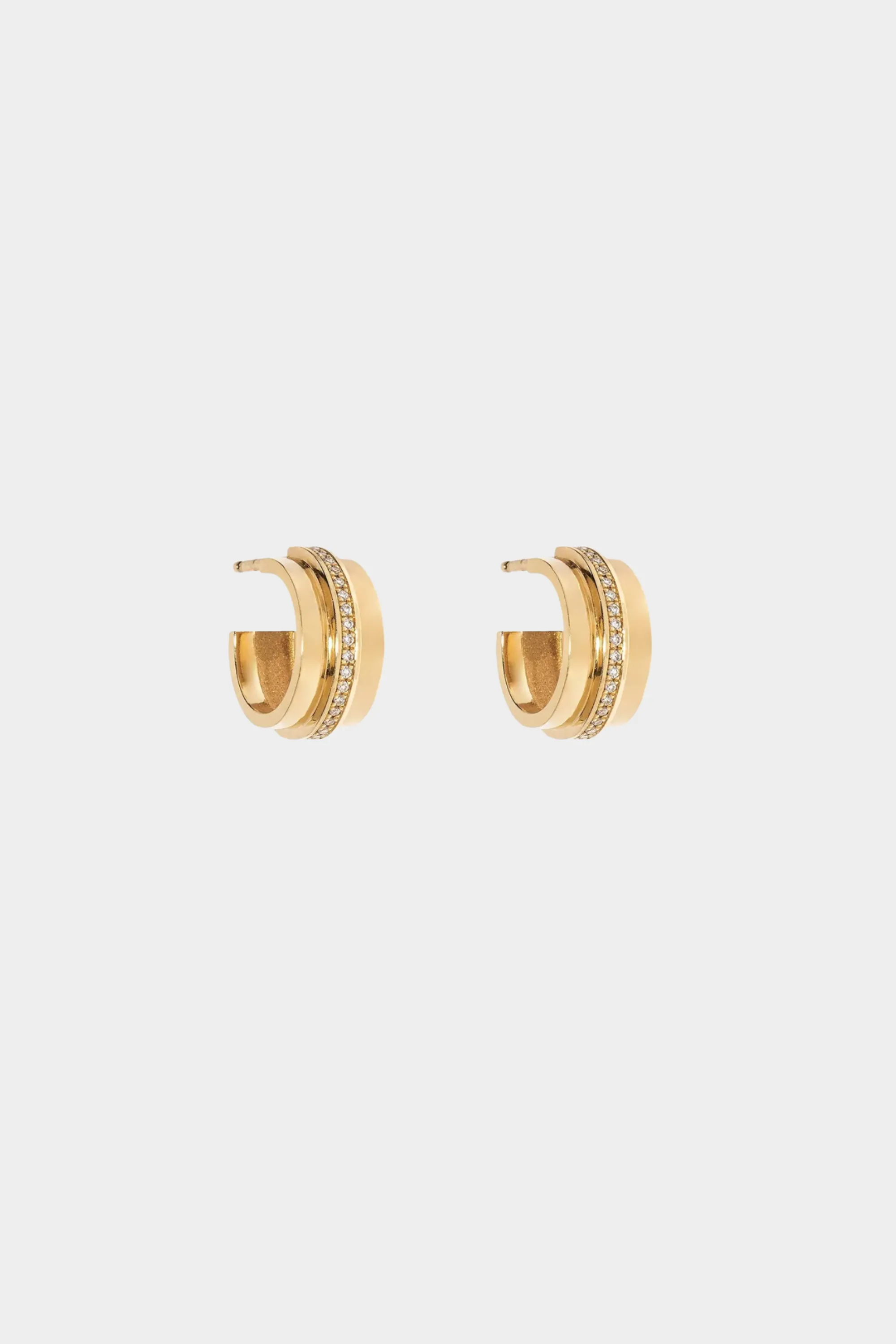 Staircase 3-Tier Diamond Huggies, Yellow Gold sold by Kick Pleat