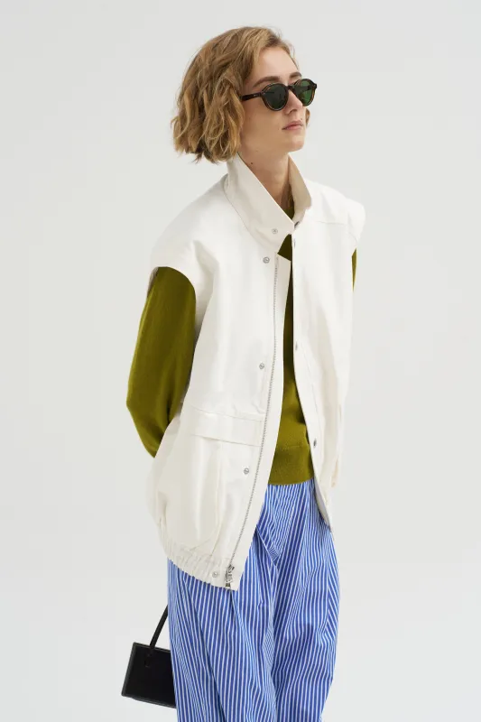 Patchwork Twill Slicker Jacket, White made by Tibi