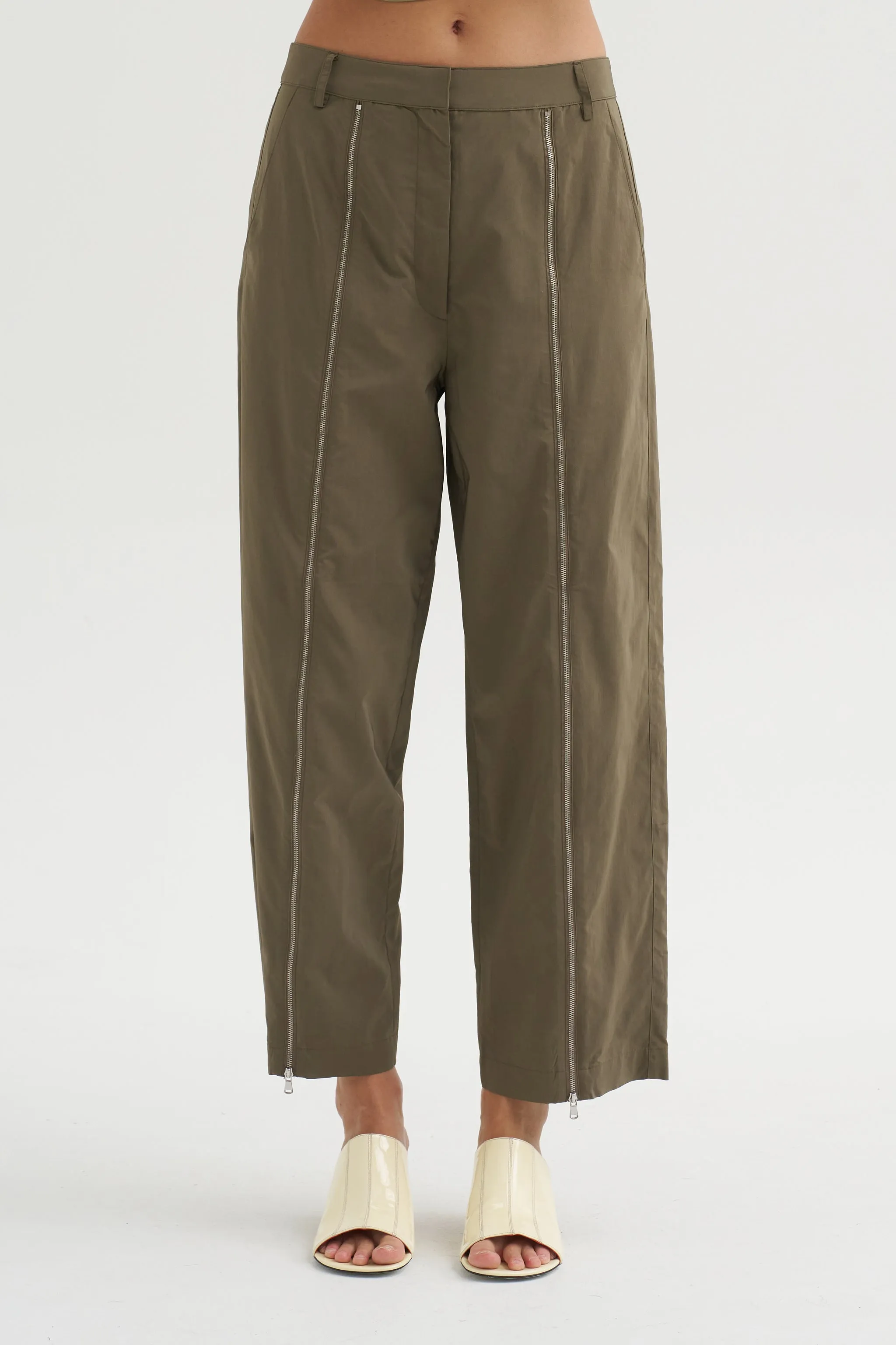 Nylon Zipper Trouser, Dark Taupe sold by Kick Pleat product image thumbnail 2