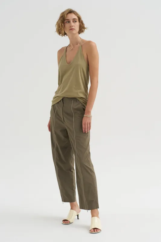 Nylon Zipper Trouser, Dark Taupe made by Tibi