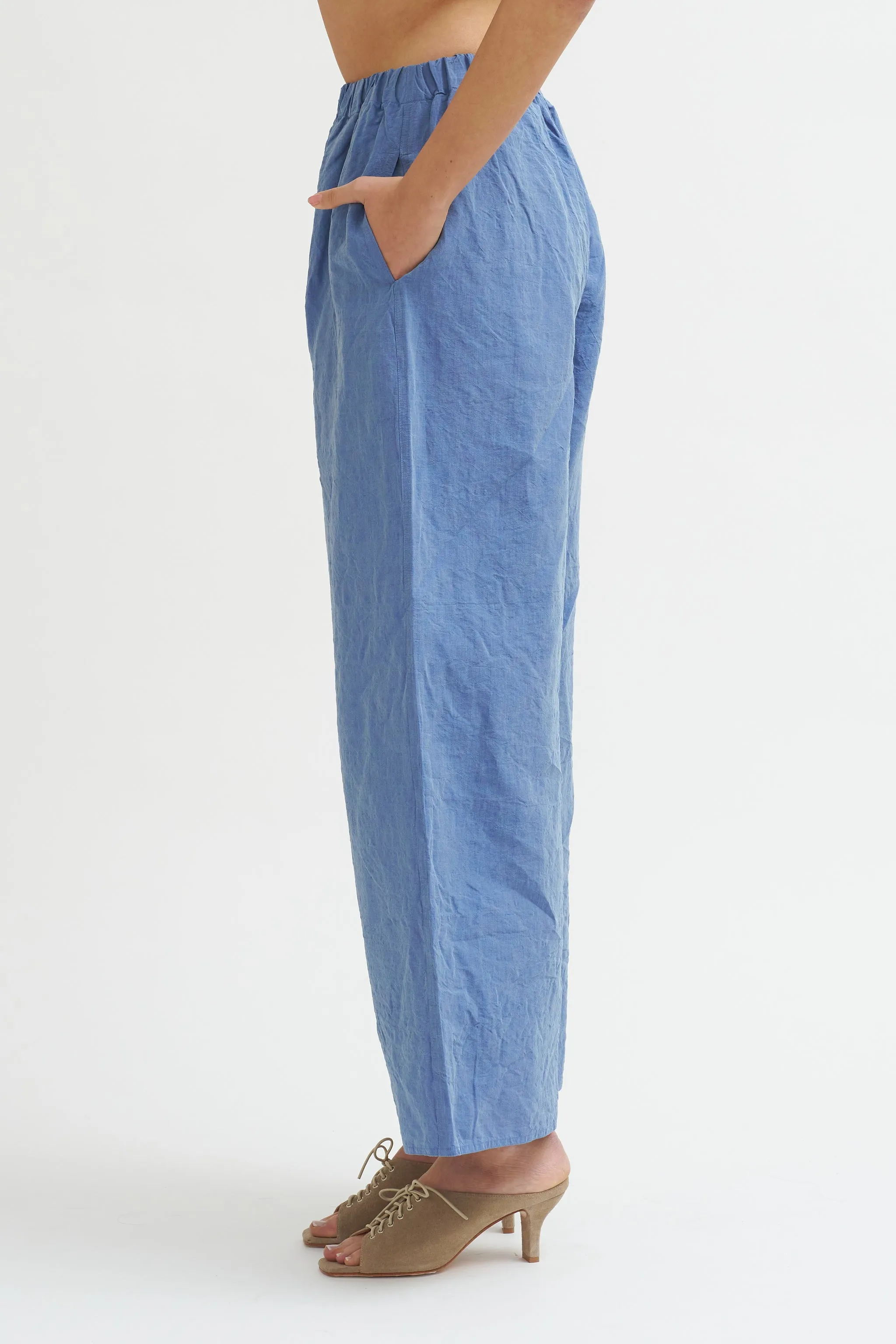 Linen Cotton Pants, Blue Jean sold by Kick Pleat product image thumbnail 3