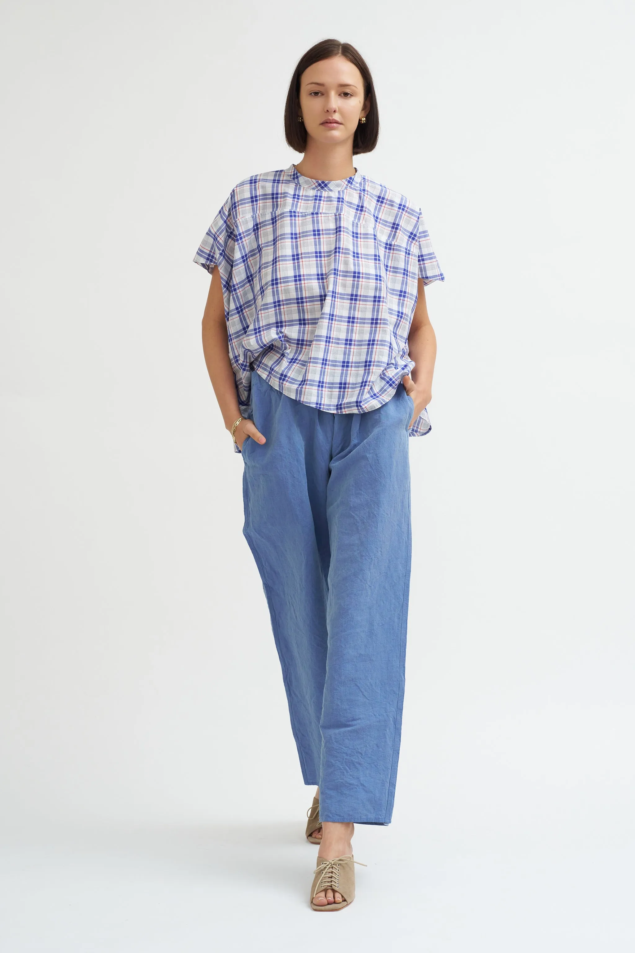 Linen Cotton Pants, Blue Jean sold by Kick Pleat product image thumbnail 5