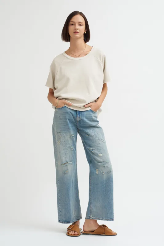 Fleece Short Sleeve Crewneck, Greige made by Lauren Manoogian