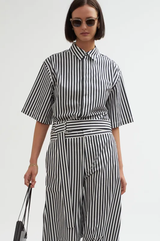 Marcella Short Sleeve Shirt, Black & White made by SA SU PHI