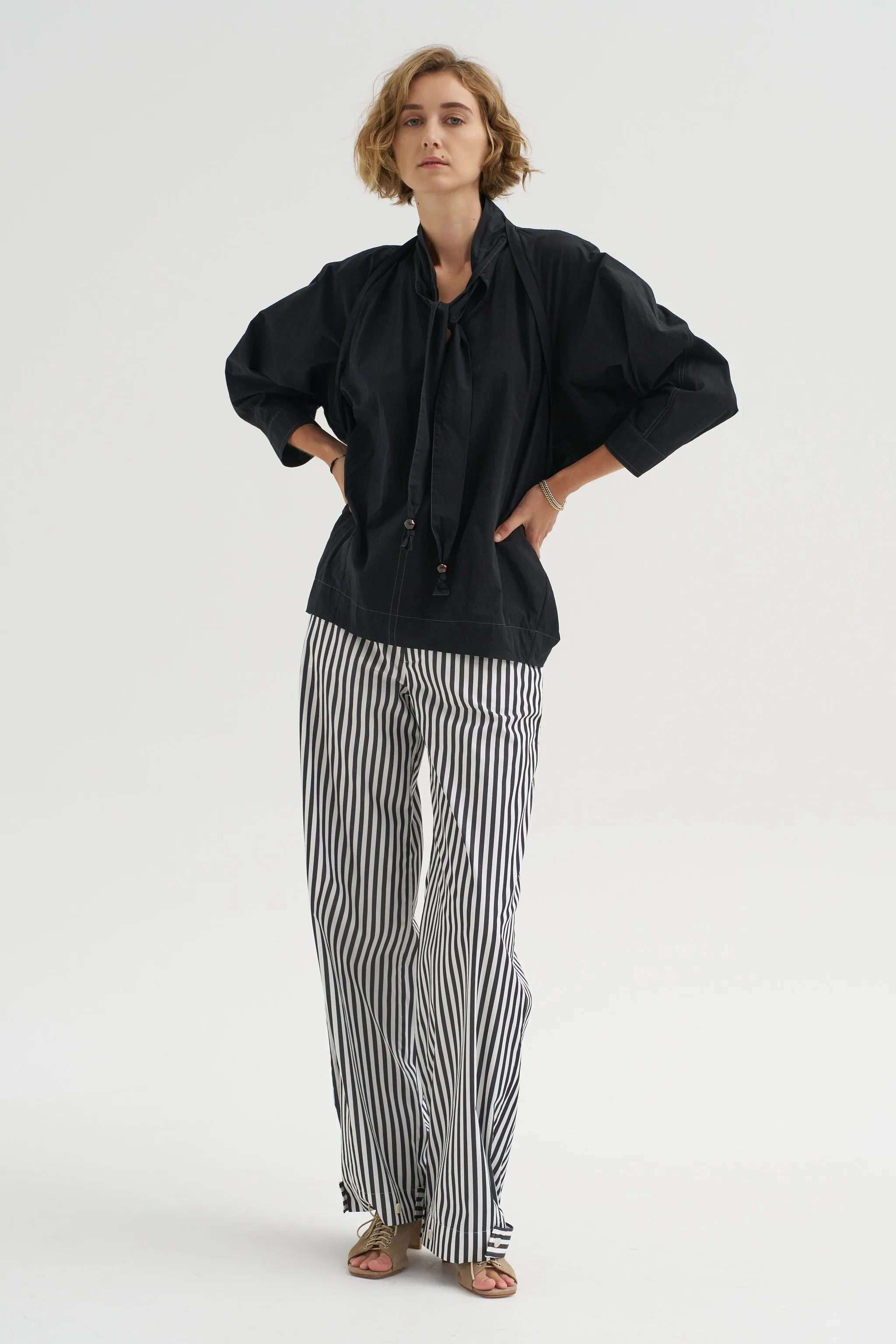 Blouse With Scarf, Black sold by Kick Pleat