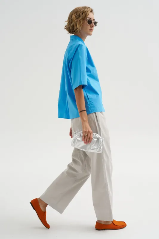 Cotton Gabardine Pants, Mastic sold by Kick Pleat