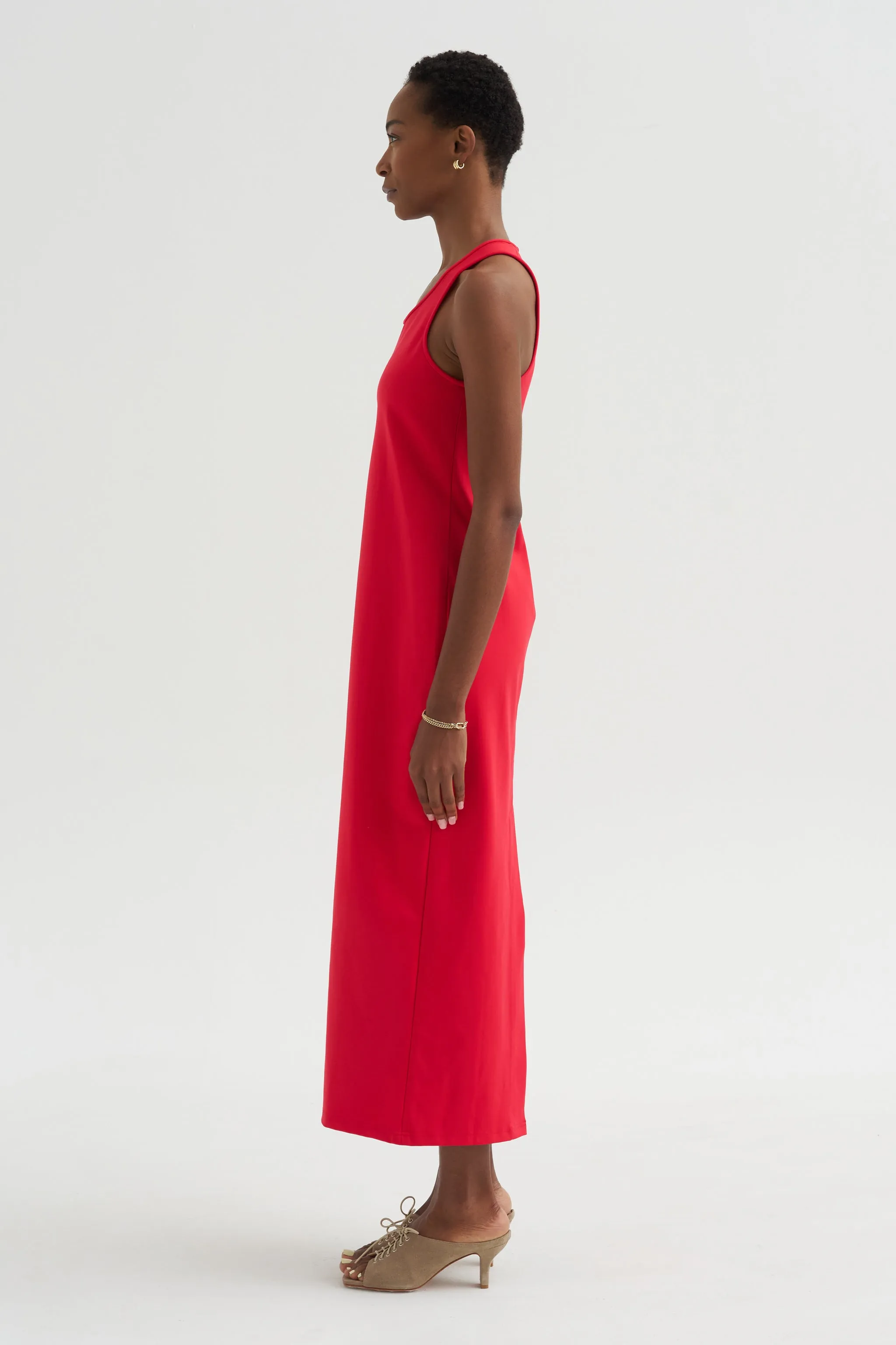 Compact Ultra Stretch Knit Sleeveless Dress, Red sold by Kick Pleat product image thumbnail 3