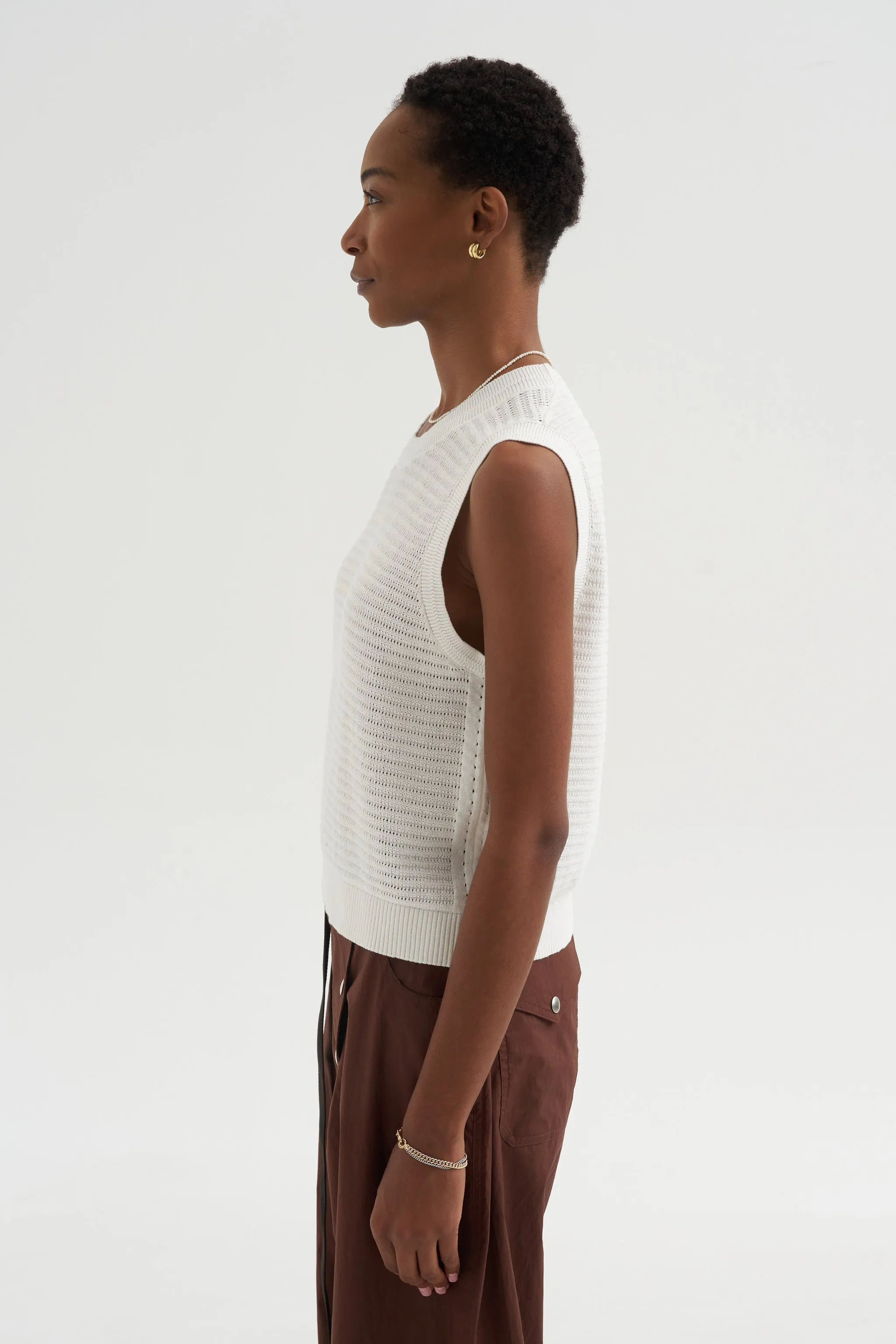 Andrea - Pointelle Top, White sold by Kick Pleat product image thumbnail 4