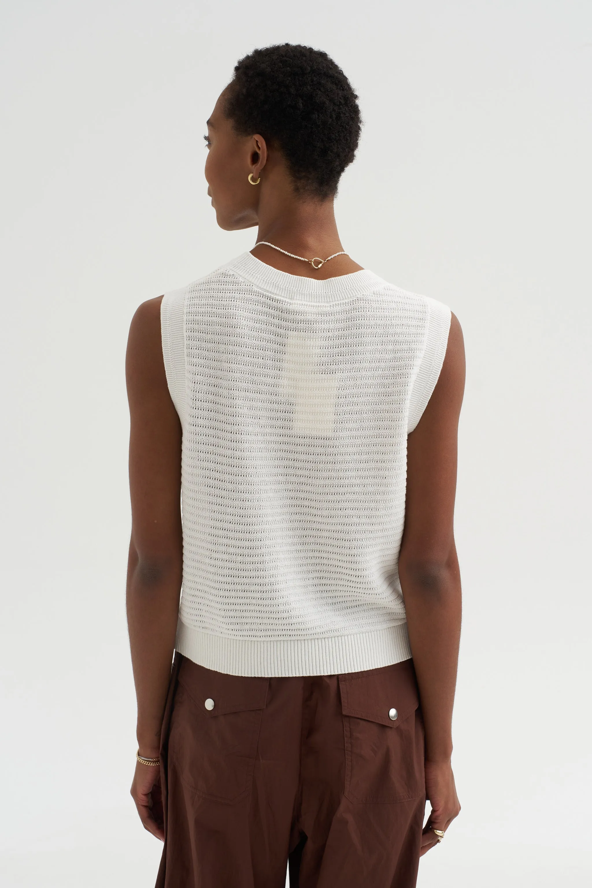 Andrea - Pointelle Top, White sold by Kick Pleat product image thumbnail 5