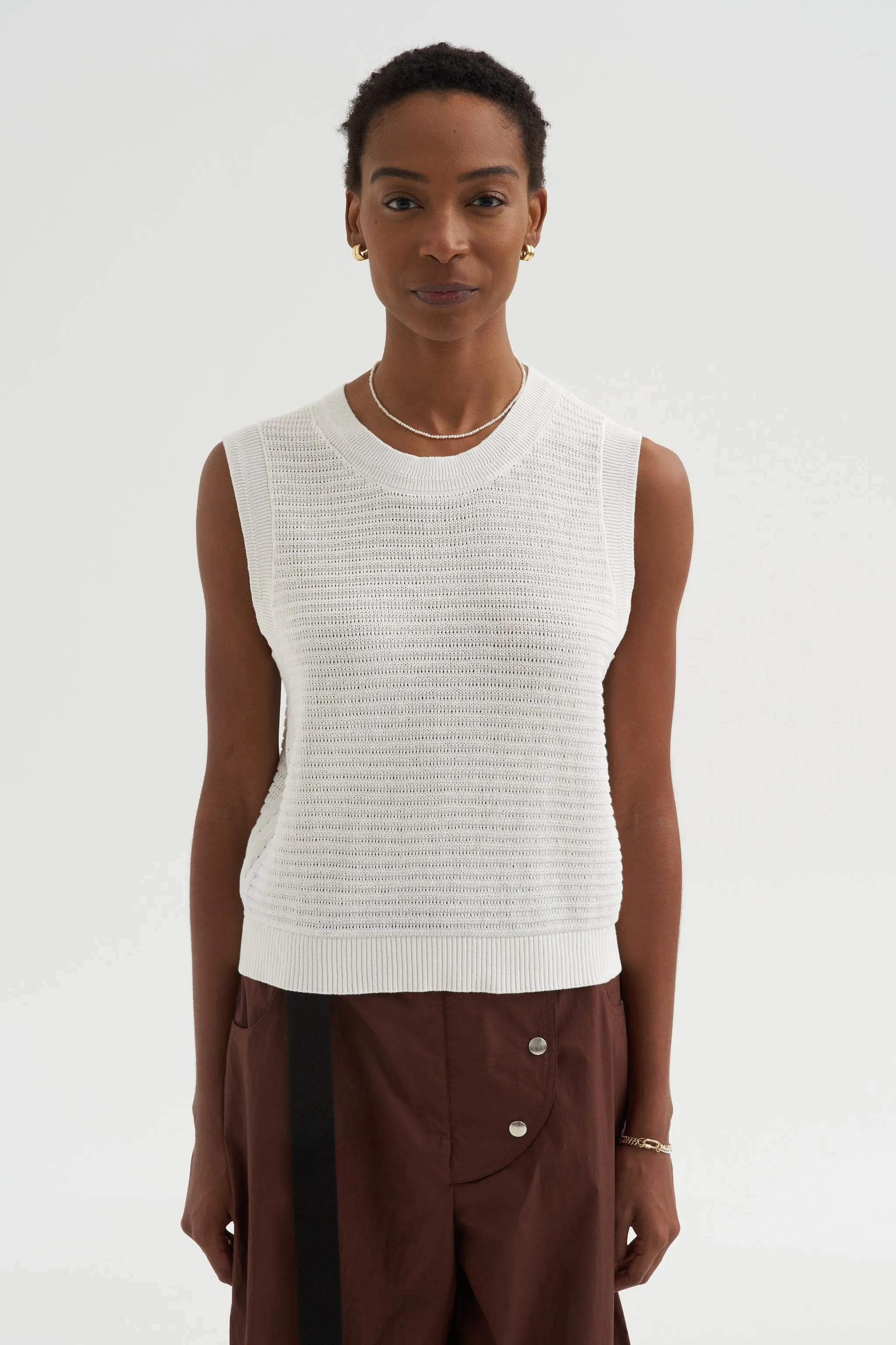 Andrea - Pointelle Top, White sold by Kick Pleat product image thumbnail 3