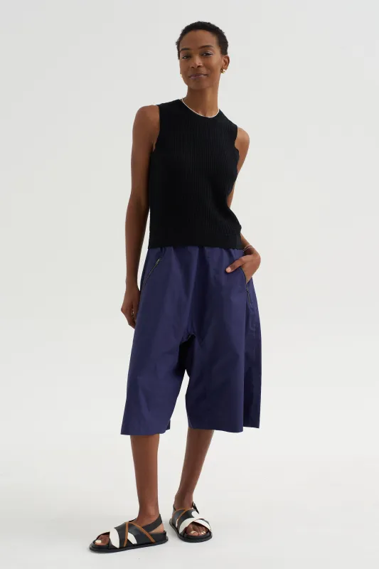 Issa -  Waffle Pointelle Cotton Top, Black made by DEMYLEE