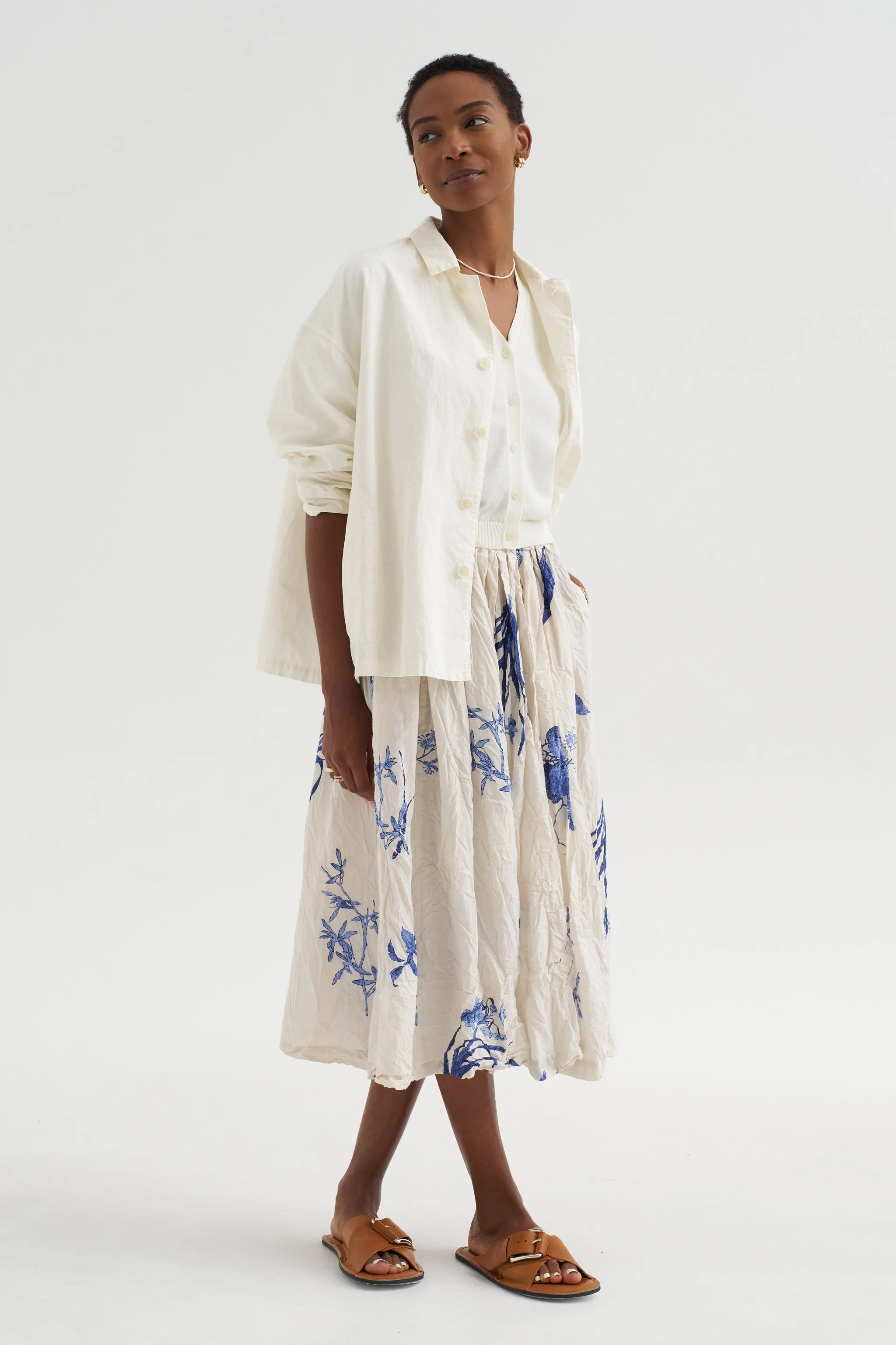 Tate - Fine Cotton Stretch Cardigan, Off White sold by Kick Pleat product image thumbnail 2