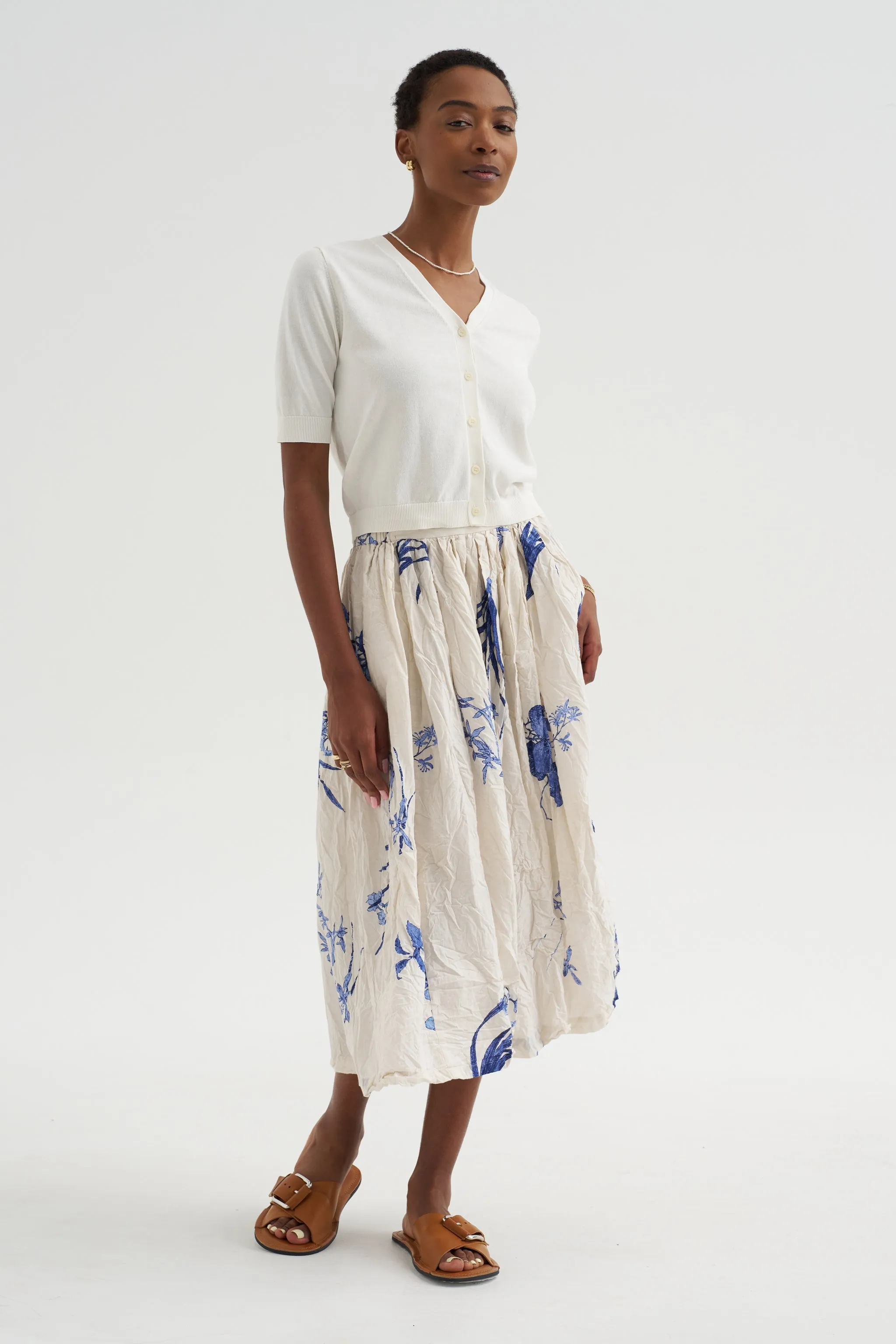 Tate - Fine Cotton Stretch Cardigan, Off White sold by Kick Pleat