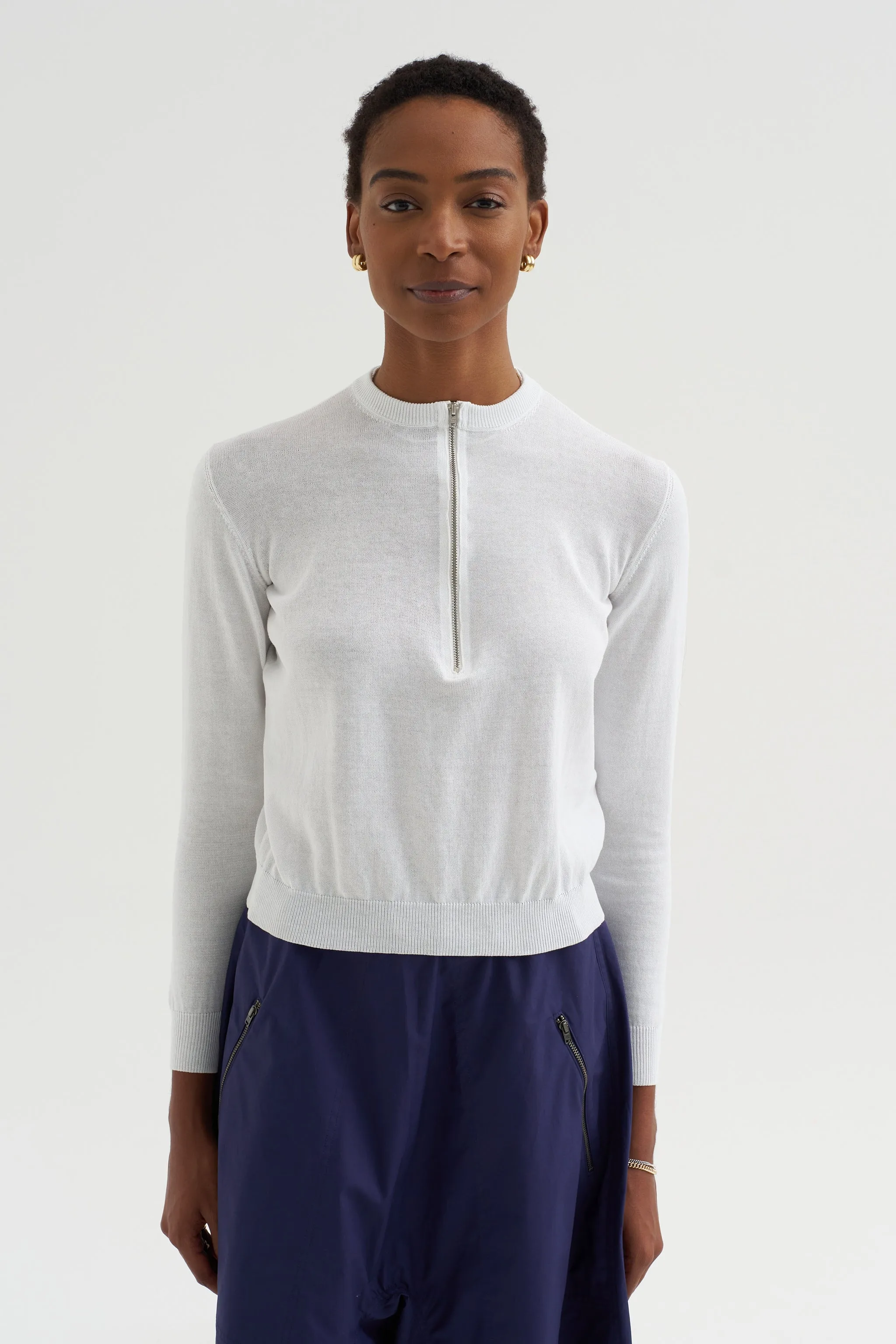 Sporty Tricot Sweater, White sold by Kick Pleat product image thumbnail 3