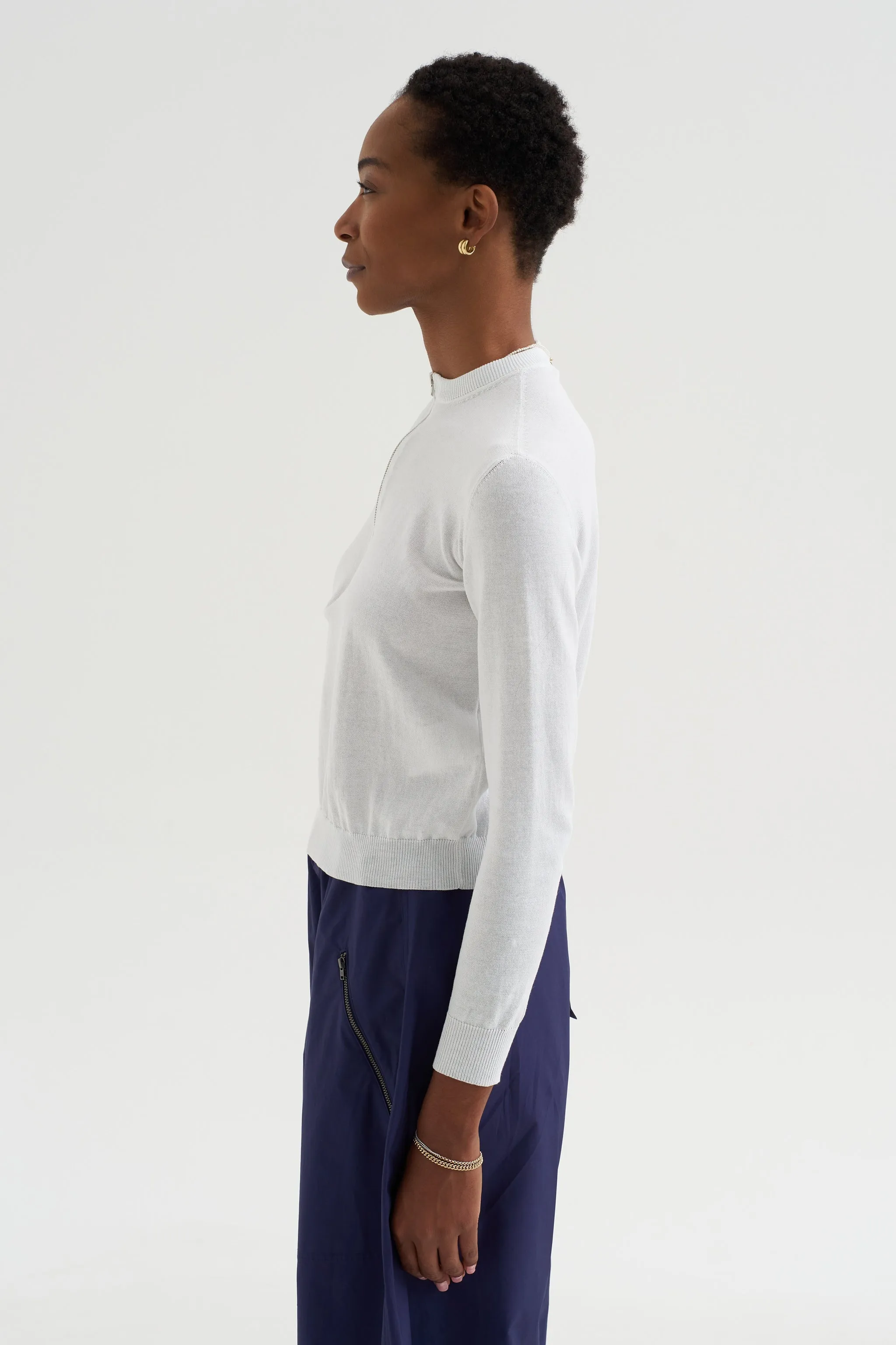 Sporty Tricot Sweater, White sold by Kick Pleat product image thumbnail 4