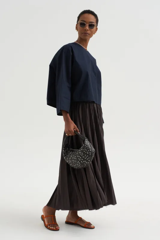 Pleated Pants Voile, Ebano made by Dusan