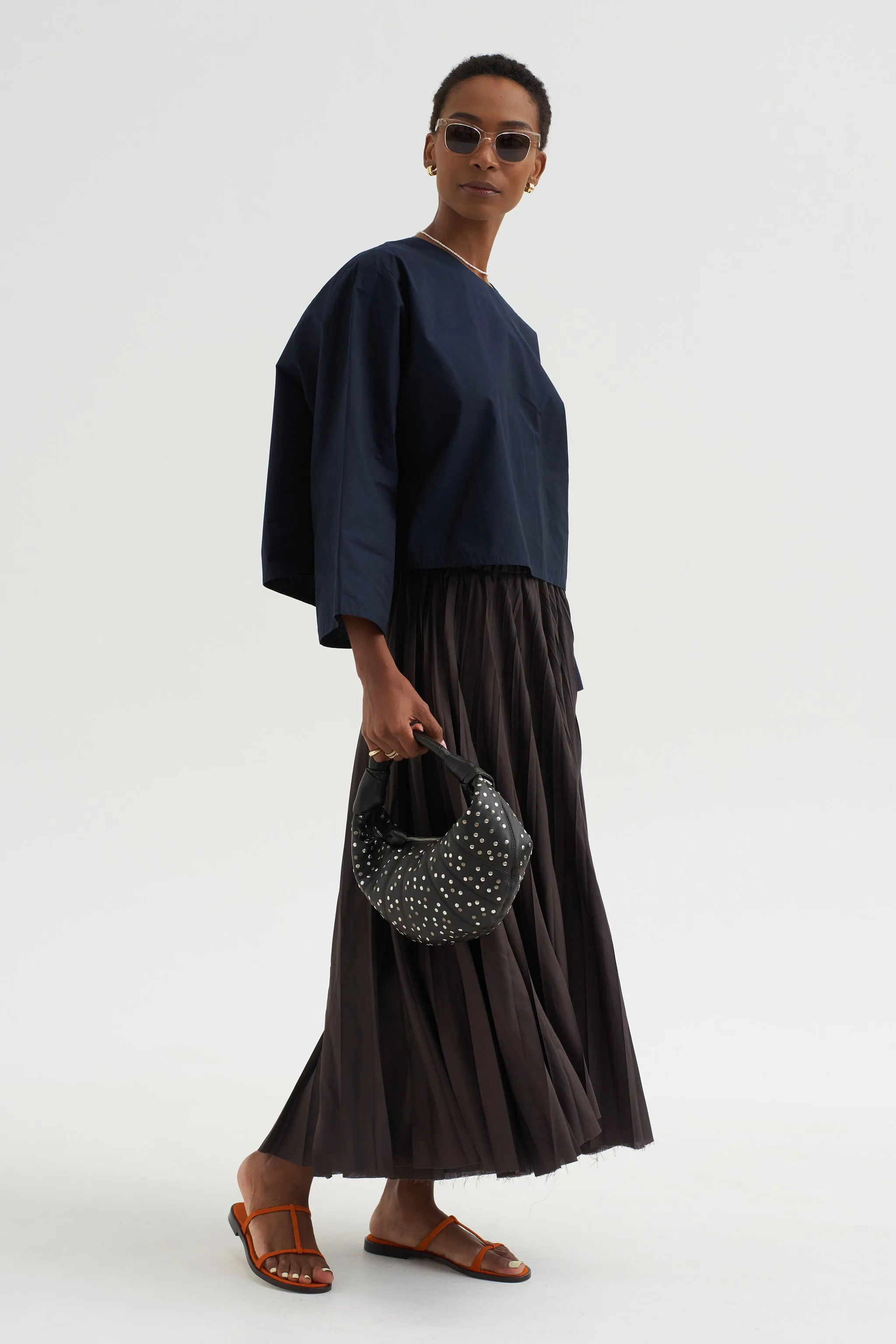 Pleated Pants Voile, Ebano sold by Kick Pleat