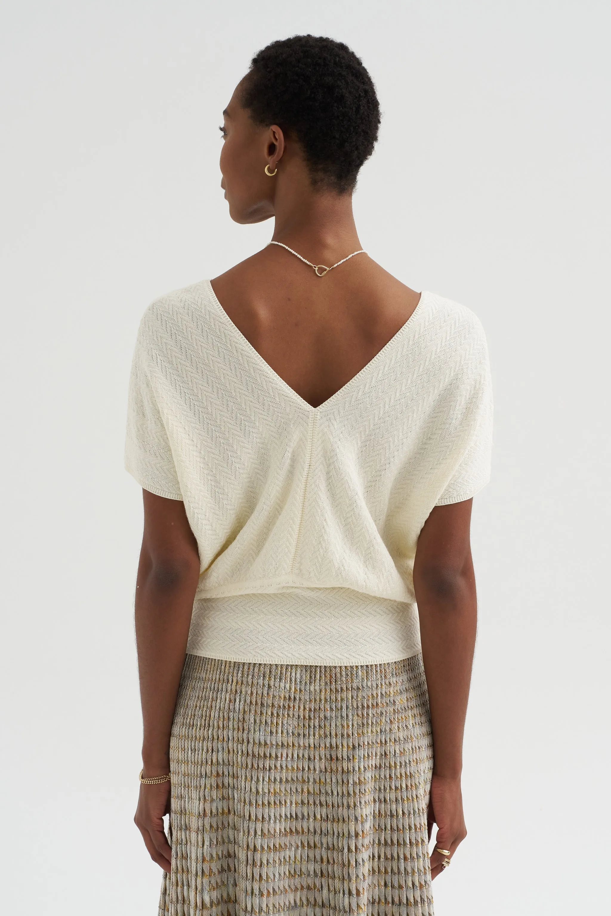 Elysee - Herringbone Knit Top, Natural sold by Kick Pleat product image thumbnail 4