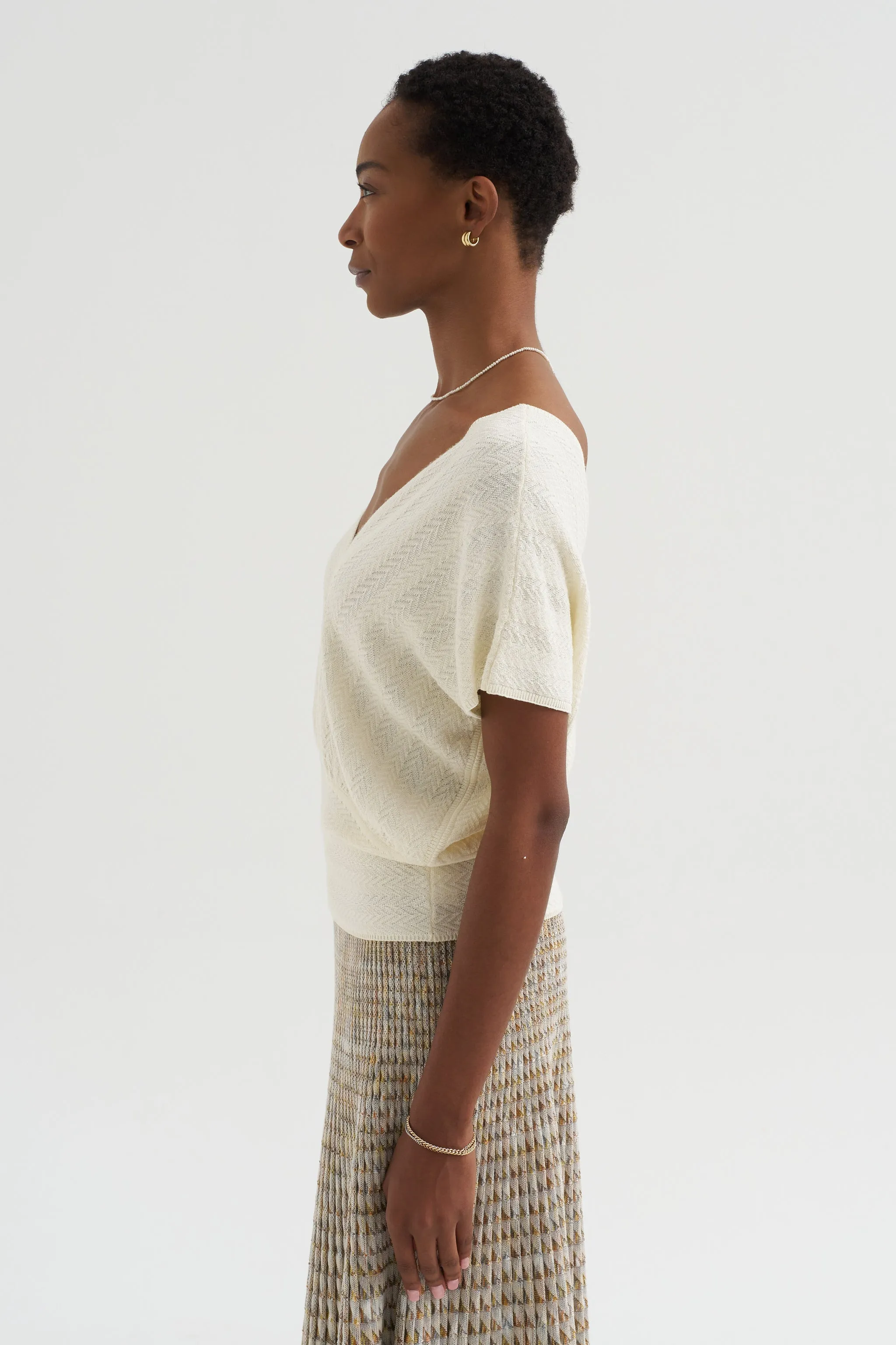 Elysee - Herringbone Knit Top, Natural sold by Kick Pleat product image thumbnail 3