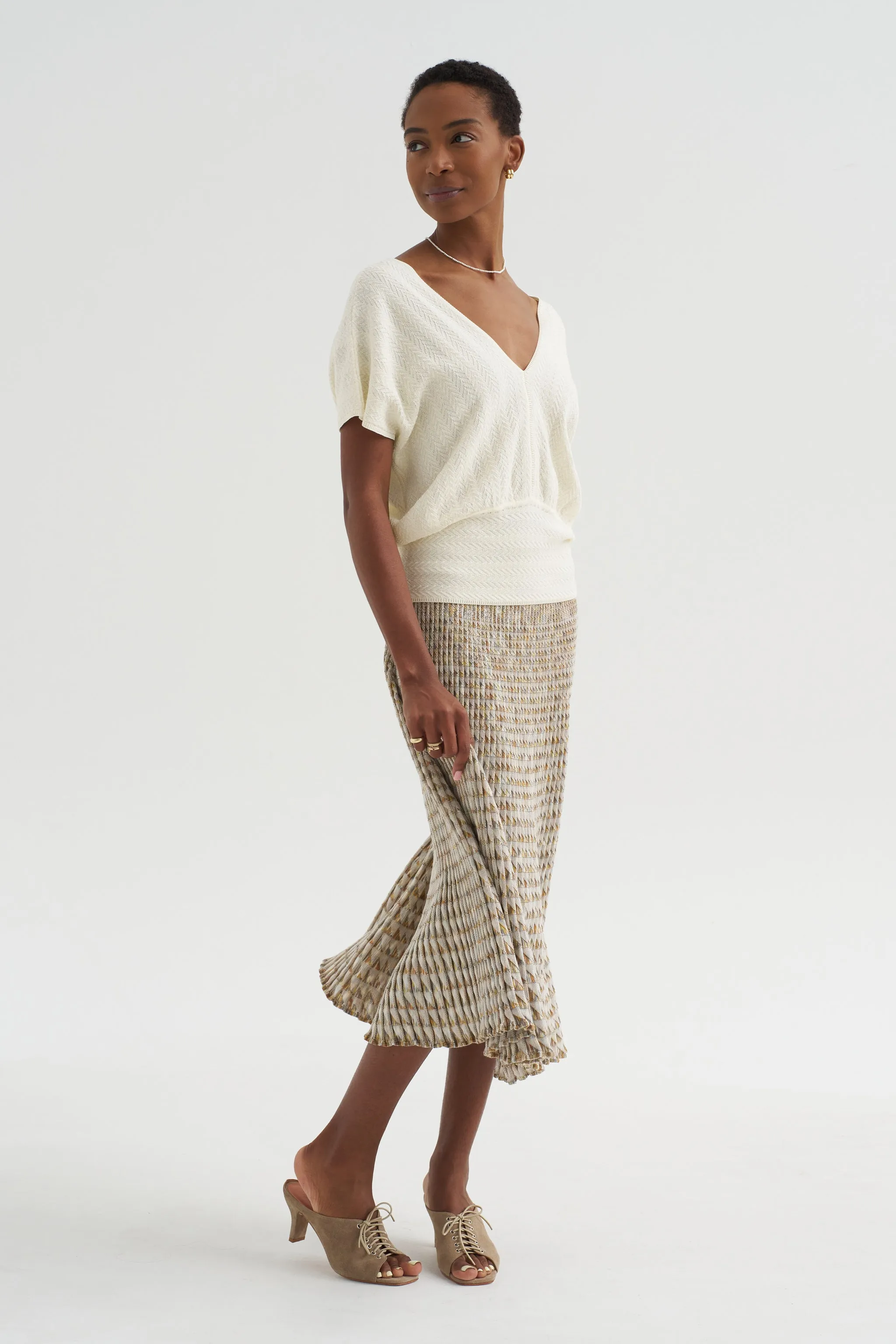 Elysee - Herringbone Knit Top, Natural sold by Kick Pleat
