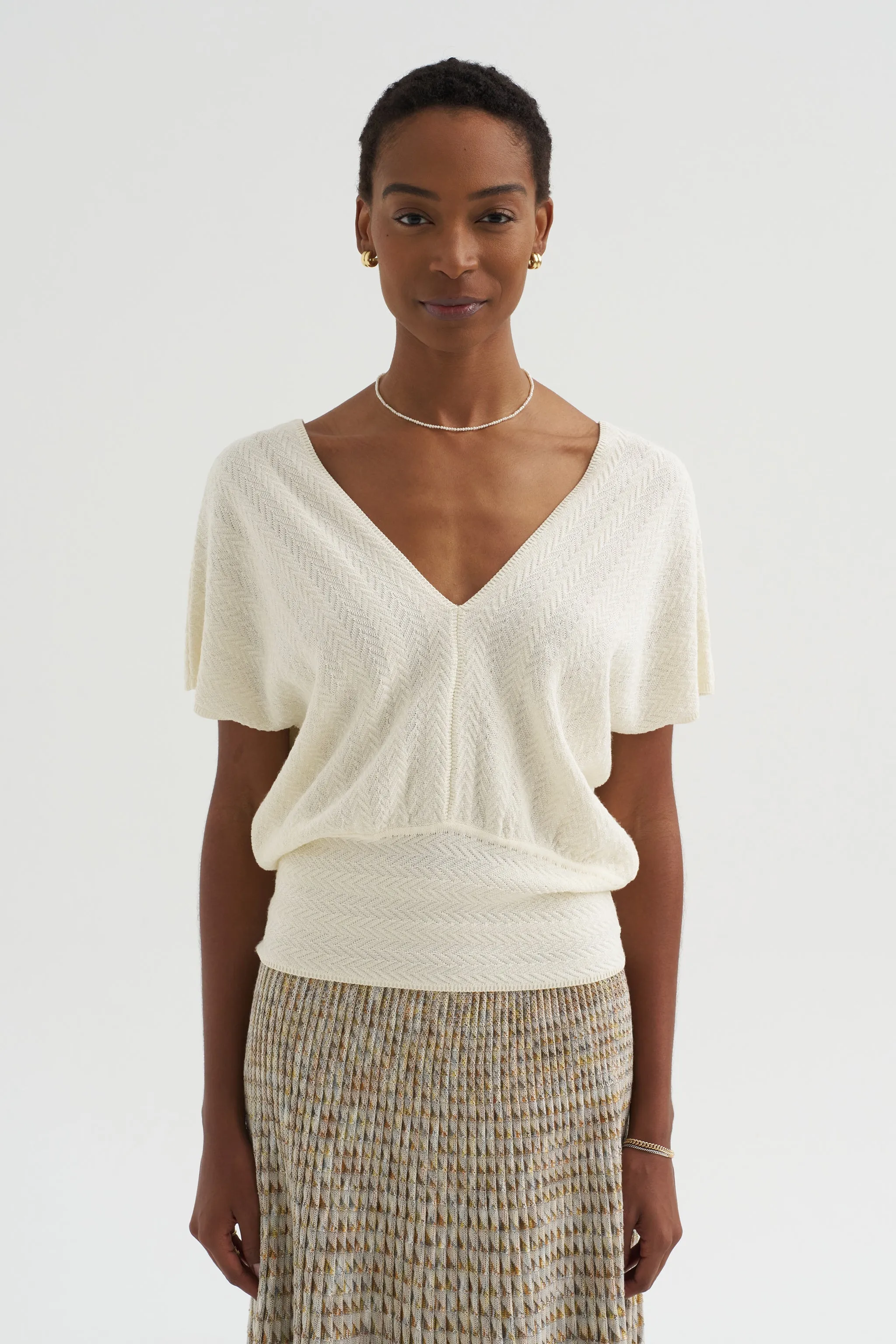 Elysee - Herringbone Knit Top, Natural sold by Kick Pleat product image thumbnail 2