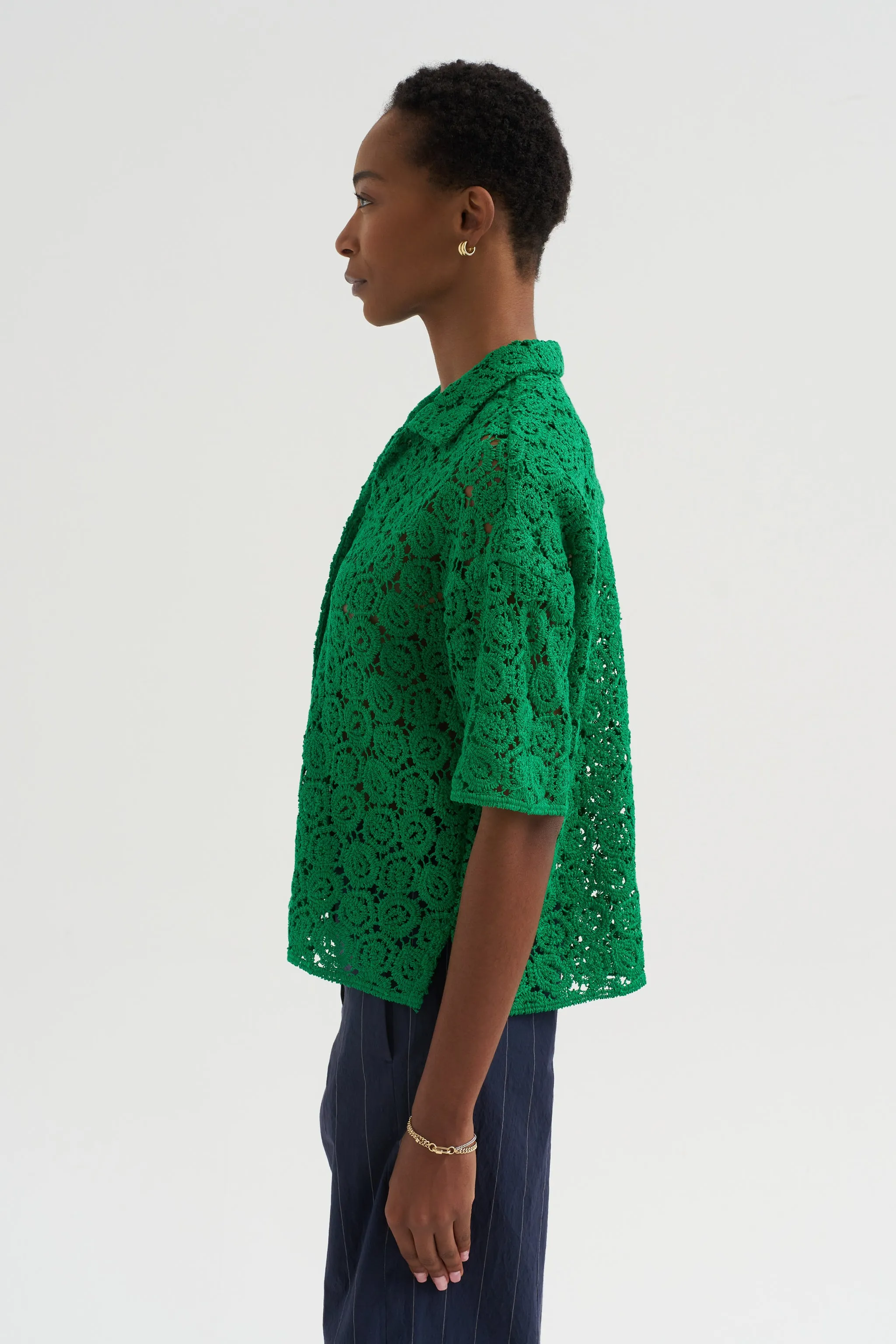 Guipure Lace Shirt, Shamrock sold by Kick Pleat product image thumbnail 3