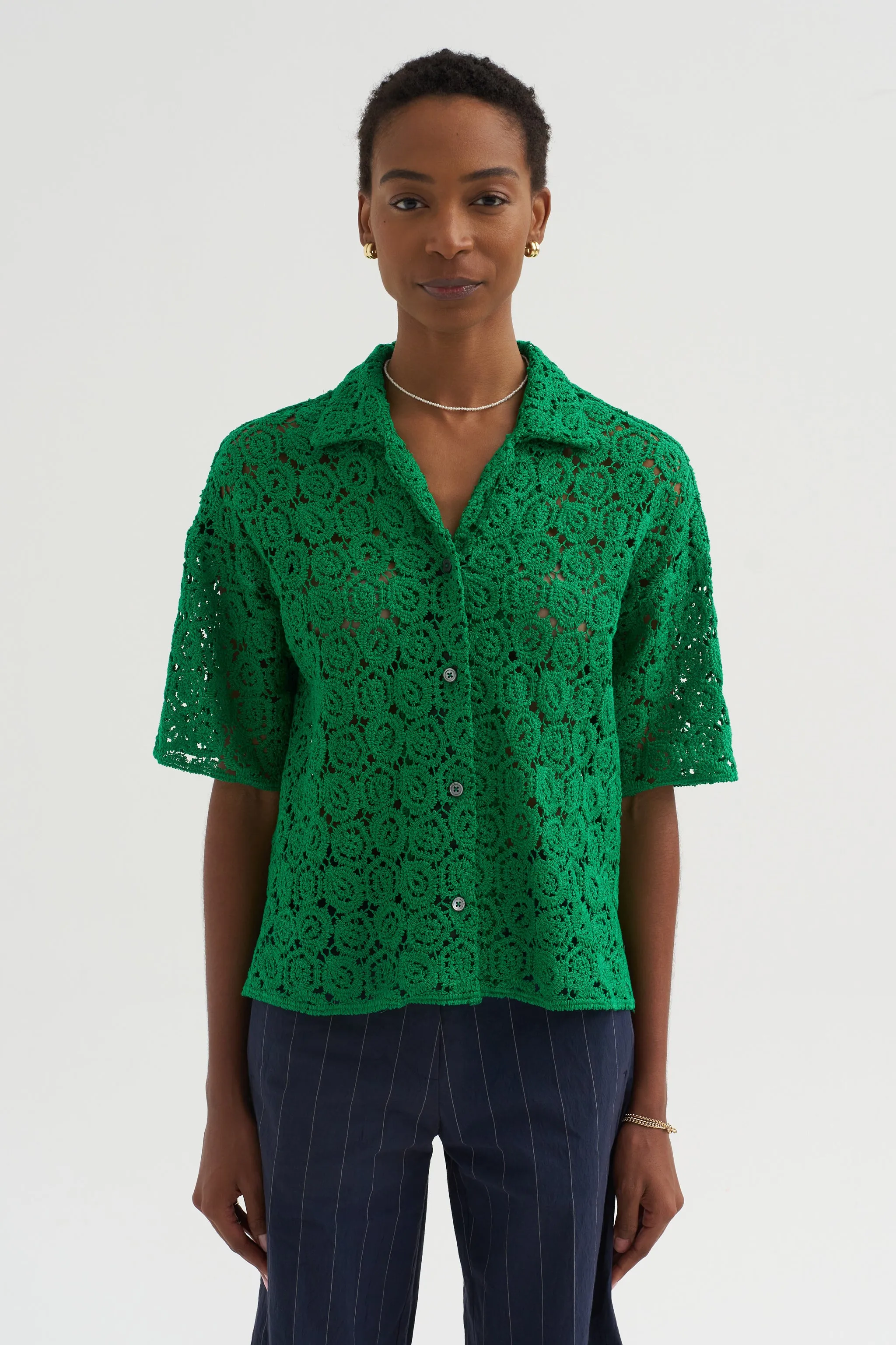 Guipure Lace Shirt, Shamrock sold by Kick Pleat product image thumbnail 2