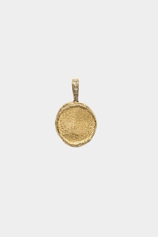 Custom Fingerprint Coin with Diamonds, Yellow Gold made by Kick Pleat