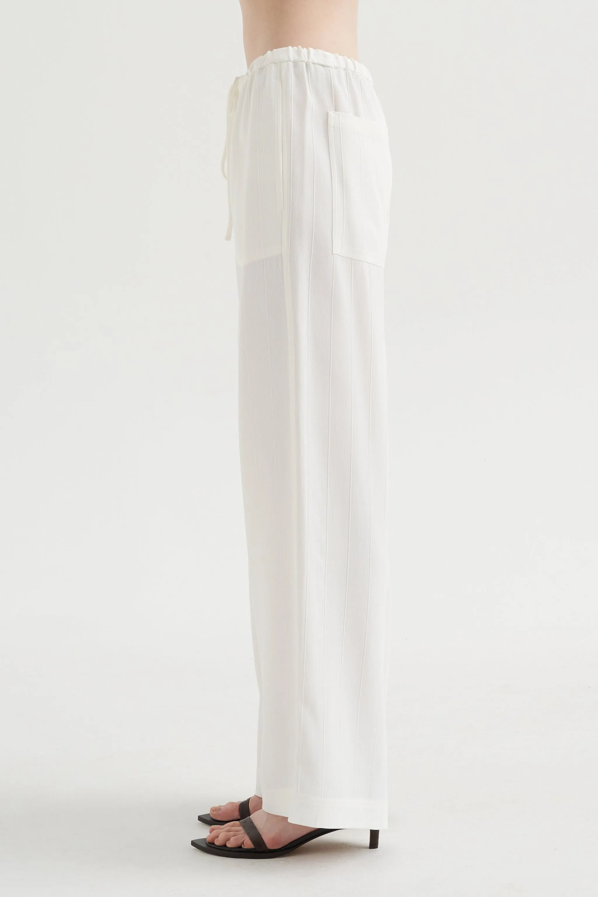 Woven Stripe Drawstring Trouser, Meringue sold by Kick Pleat product image thumbnail 3