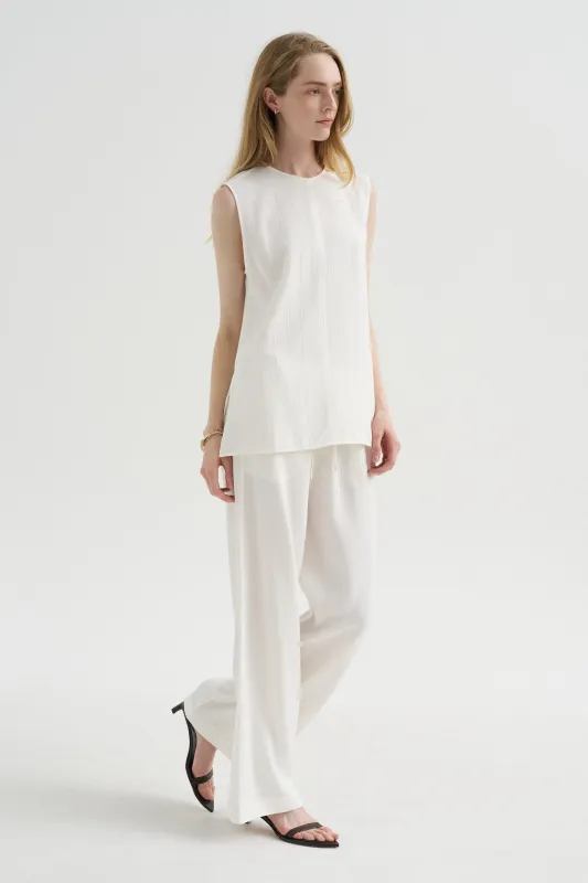 Woven Stripe Drawstring Trouser, Meringue made by Toteme