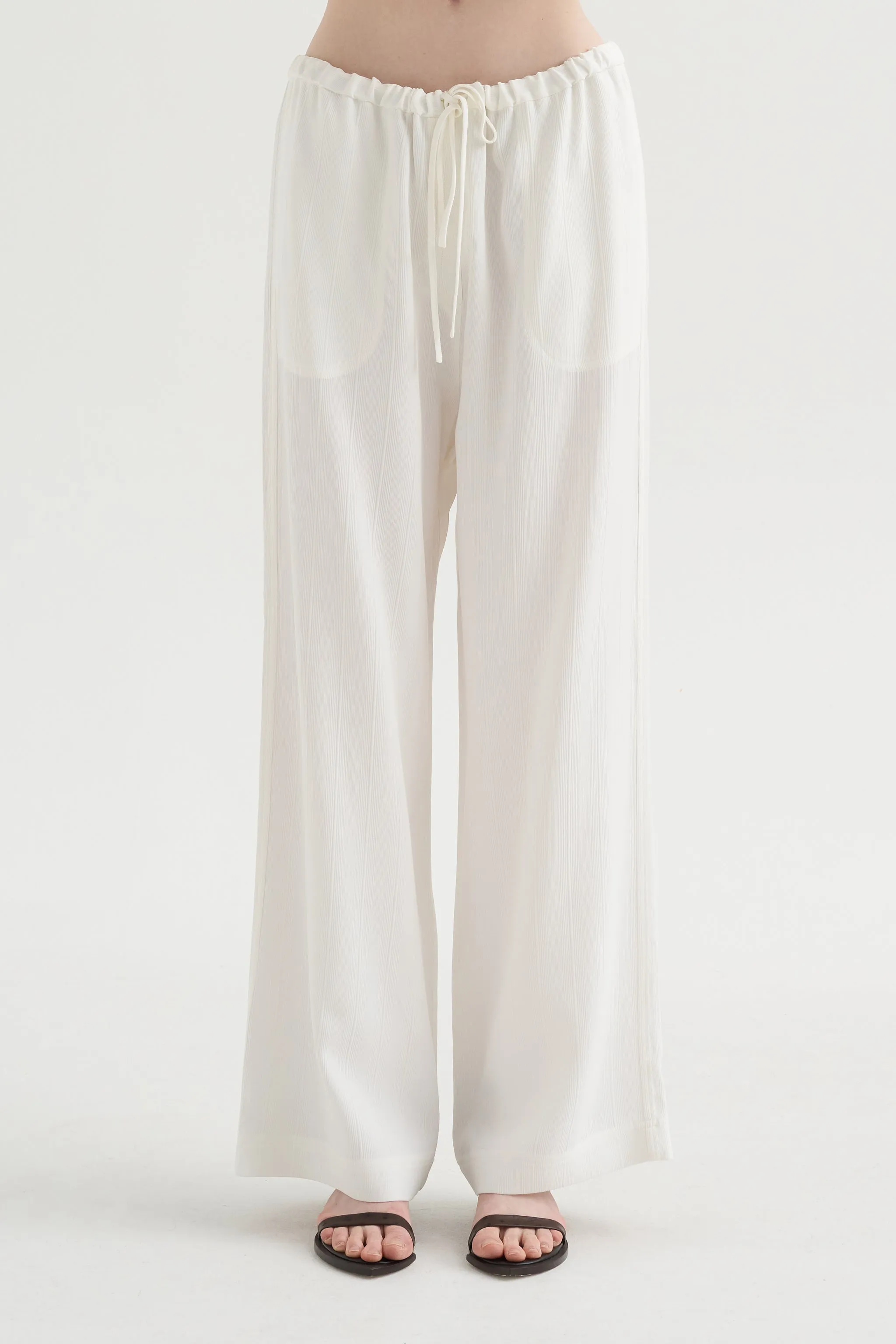 Woven Stripe Drawstring Trouser, Meringue sold by Kick Pleat product image thumbnail 2