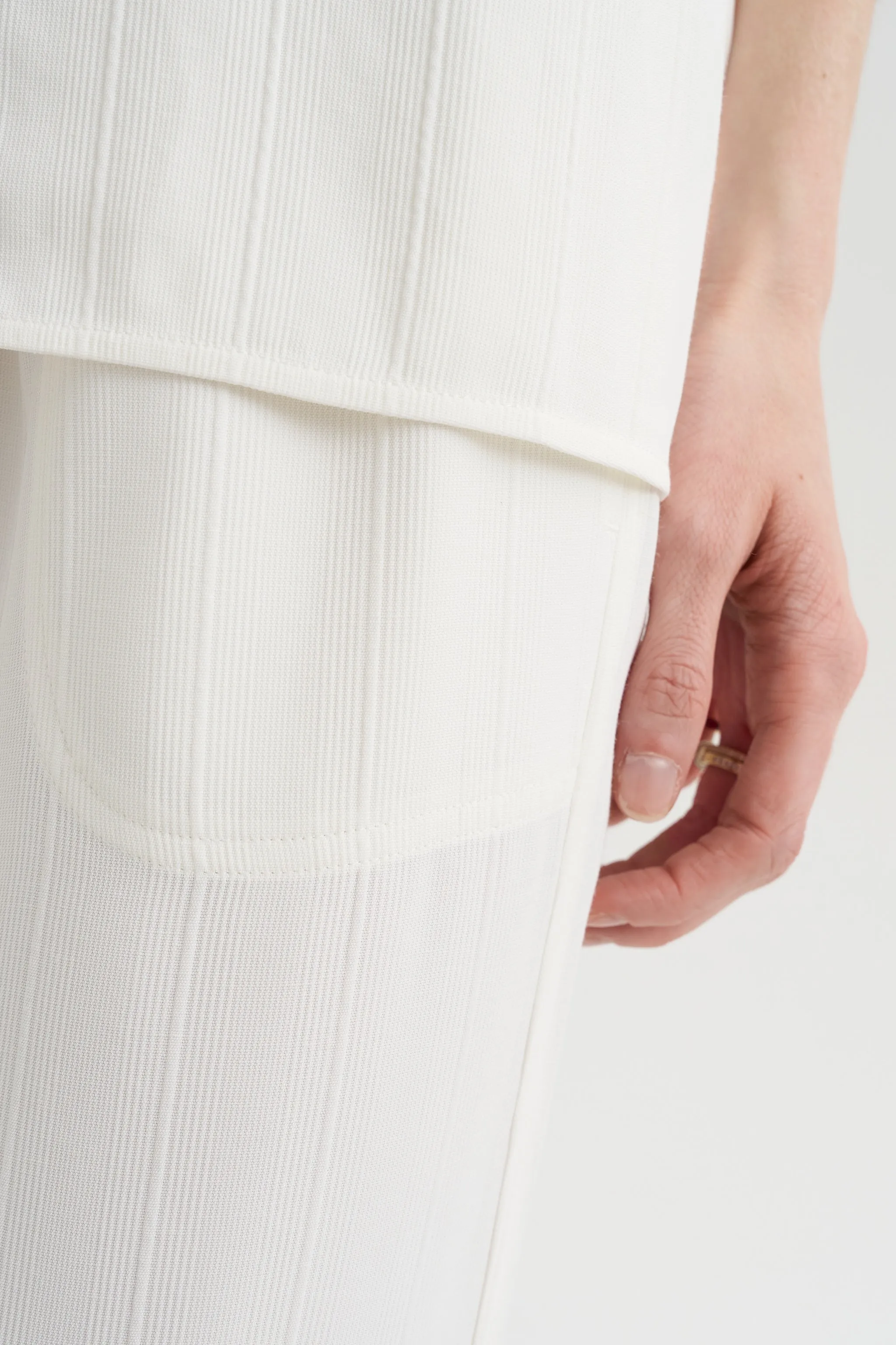 Woven Stripe Drawstring Trouser, Meringue sold by Kick Pleat product image thumbnail 5