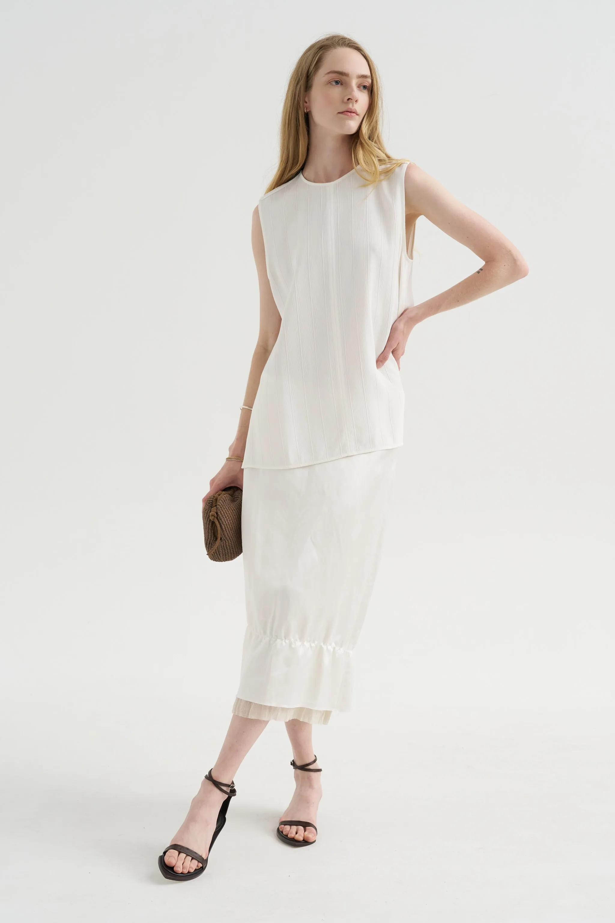 Woven Stripe Top, Meringue sold by Kick Pleat