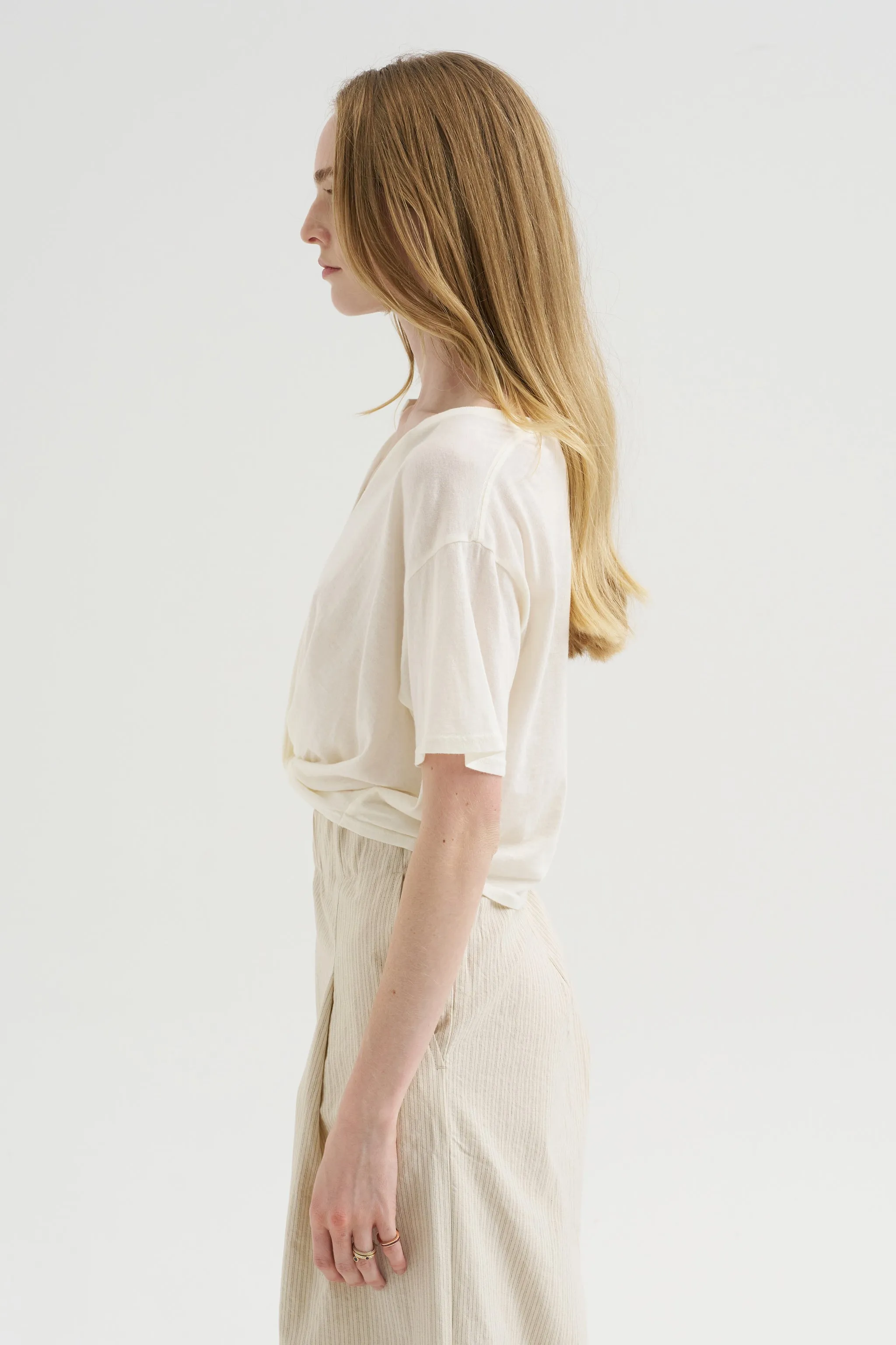 Twisted Front Tee, Ecru sold by Kick Pleat product image thumbnail 3