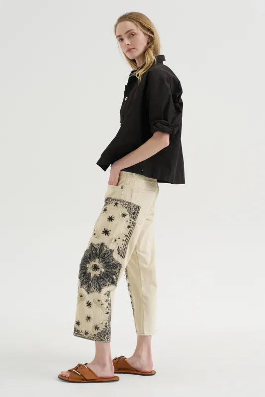 X-BF Jean, Ecru Bandana Applique made by R13