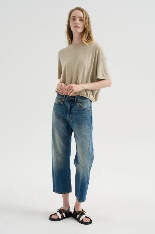Gathered Hem Tee, Khaki Acid Stone made by R13