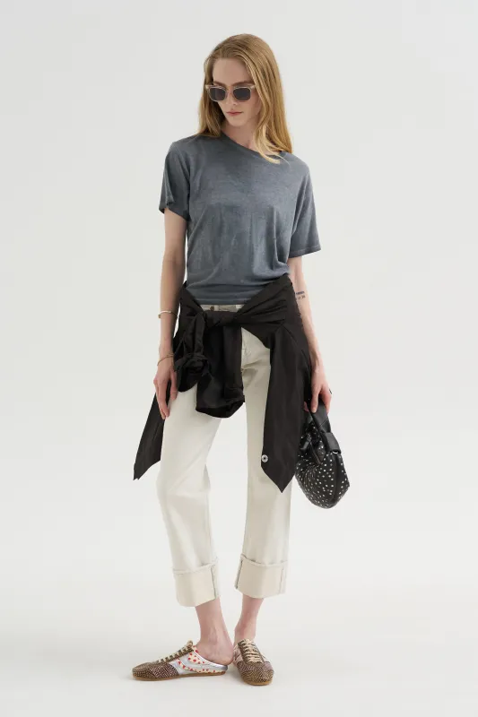 Twisted Waist Tee, Washed Navy Blue made by R13