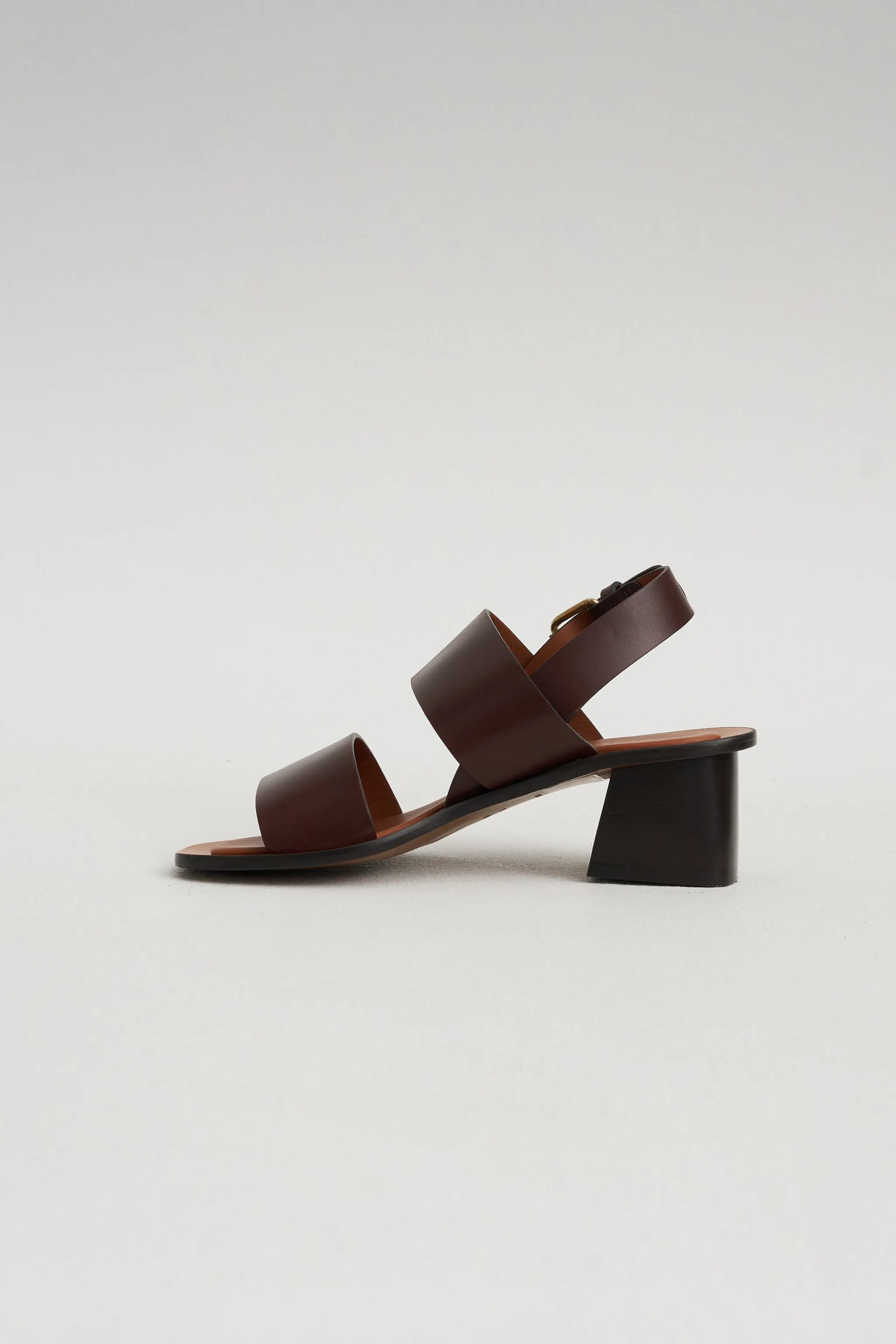 Double Strap Heeled Sandal, Chocolate sold by Kick Pleat product image thumbnail 2