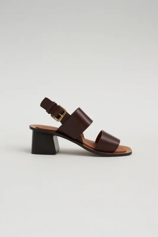 Double Strap Heeled Sandal, Chocolate made by Mansur Gavriel