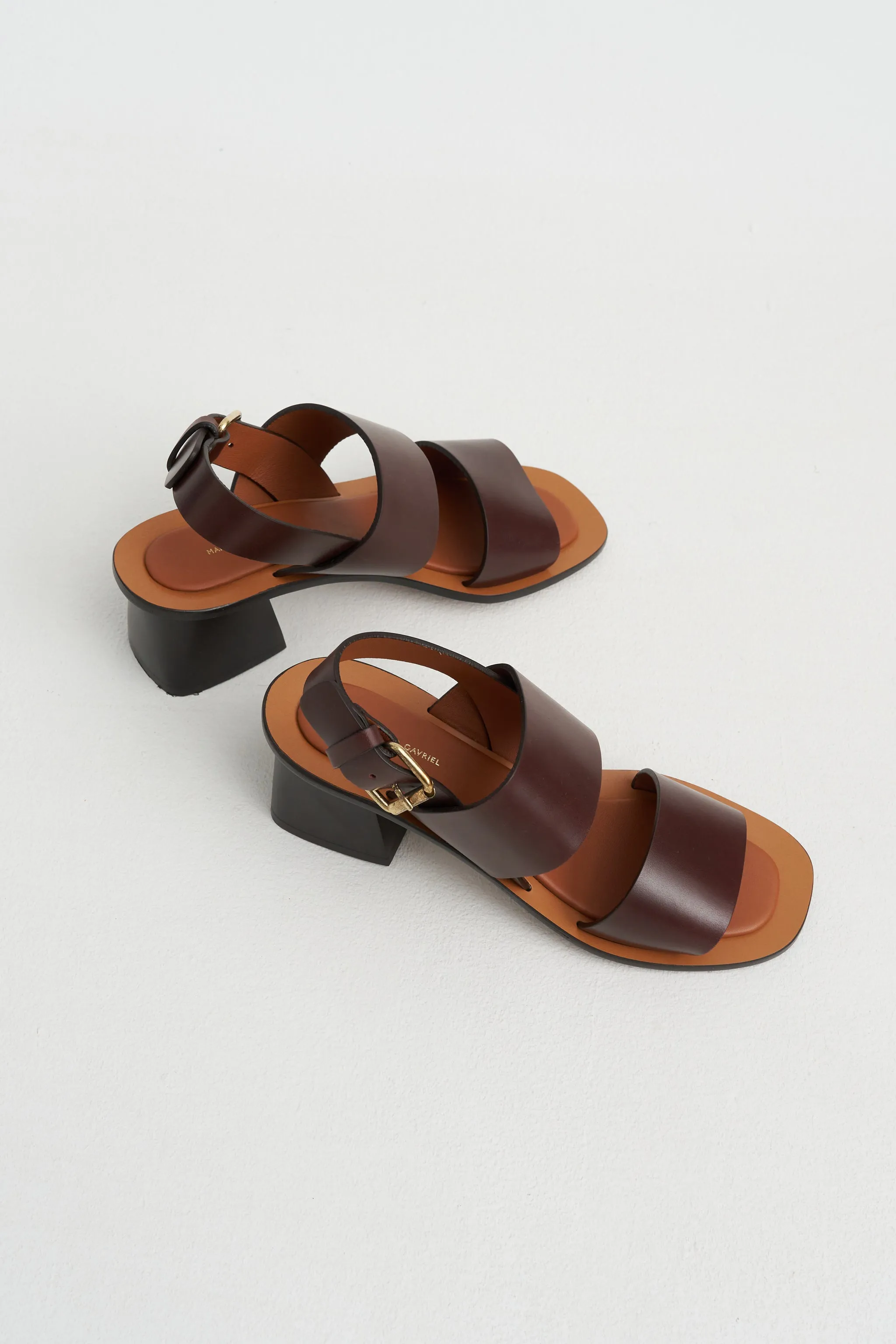 Double Strap Heeled Sandal, Chocolate sold by Kick Pleat product image thumbnail 4