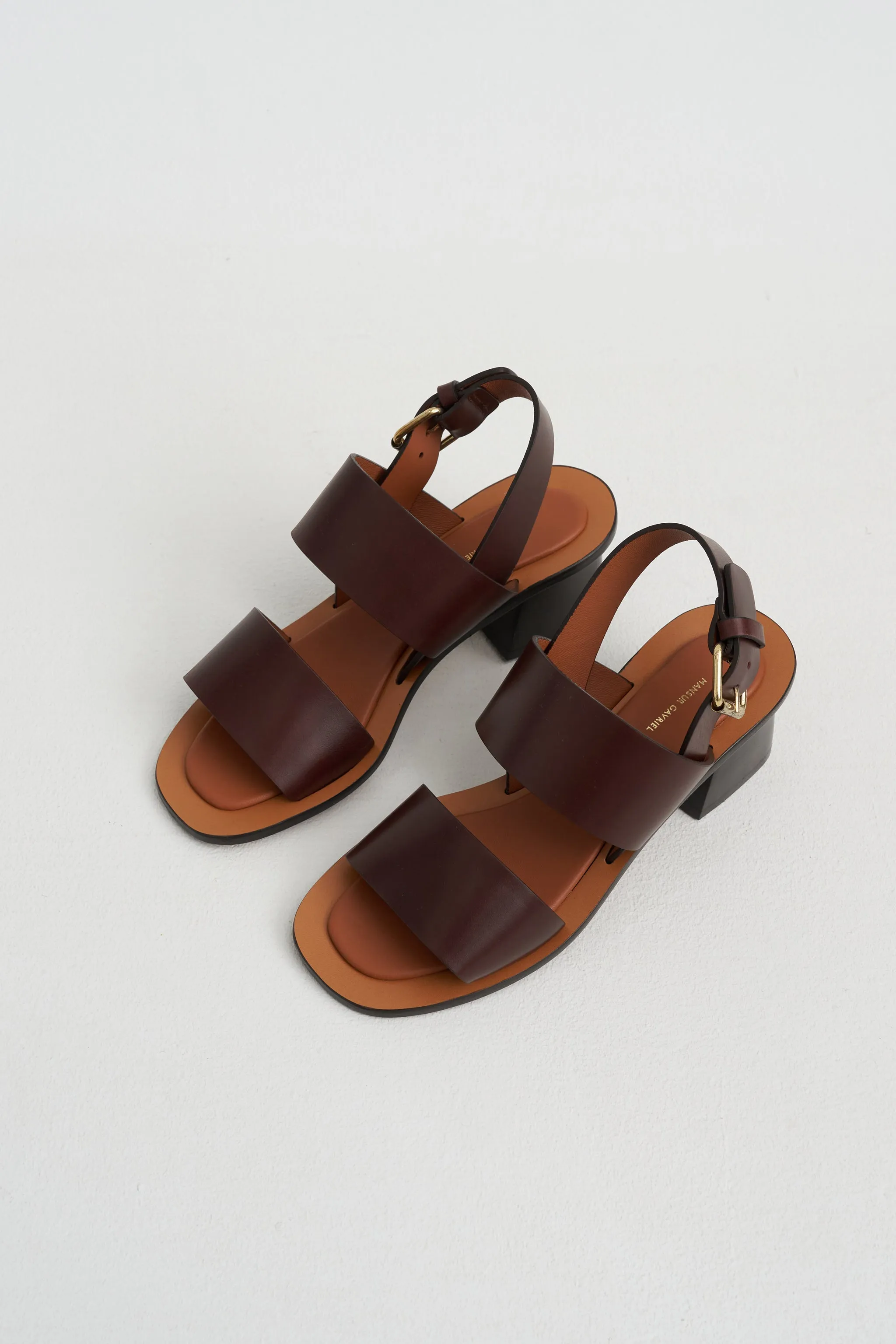 Double Strap Heeled Sandal, Chocolate sold by Kick Pleat product image thumbnail 3