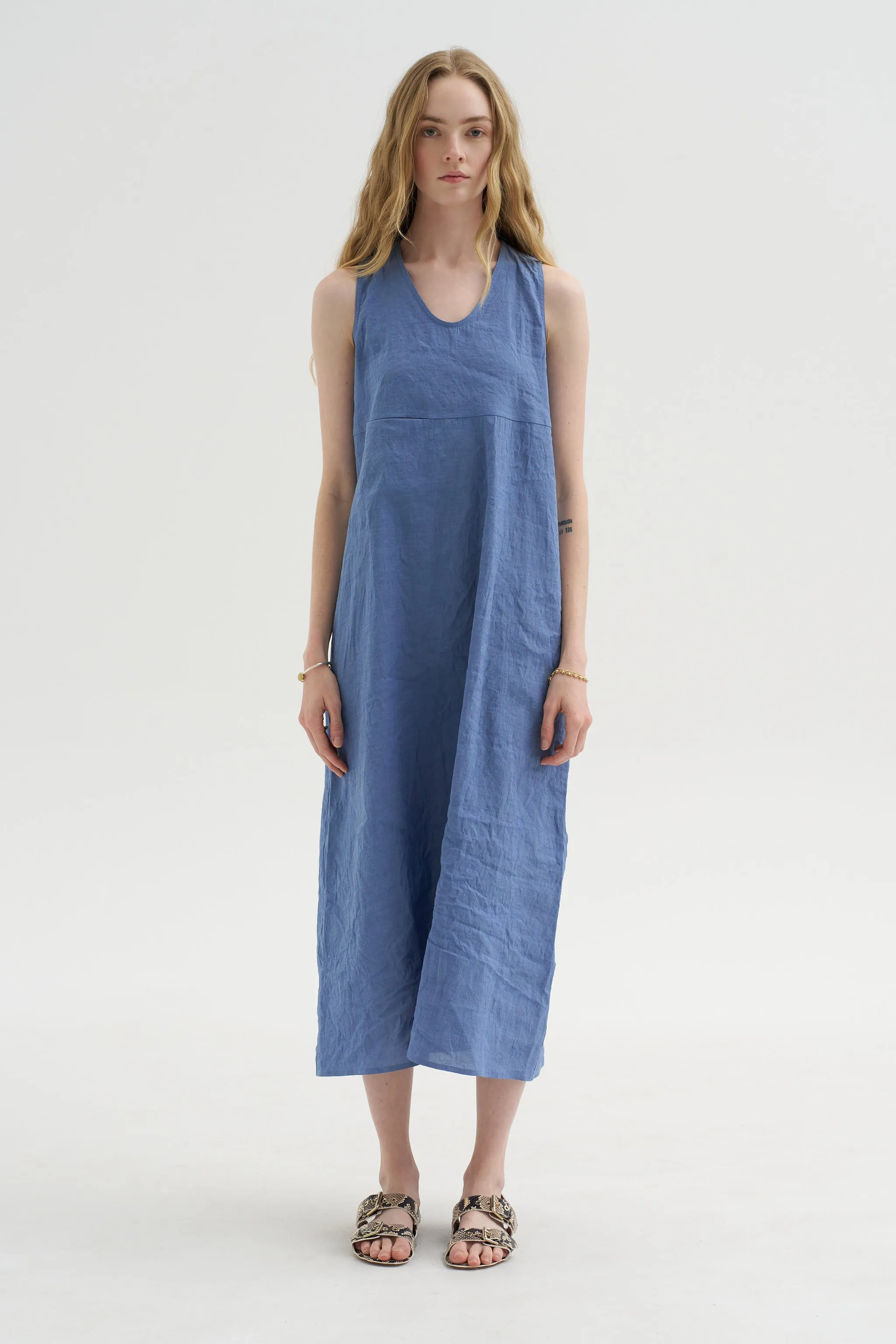 Doras Lion - Linen Cotton Dress, Blue Jean sold by Kick Pleat product image thumbnail 2