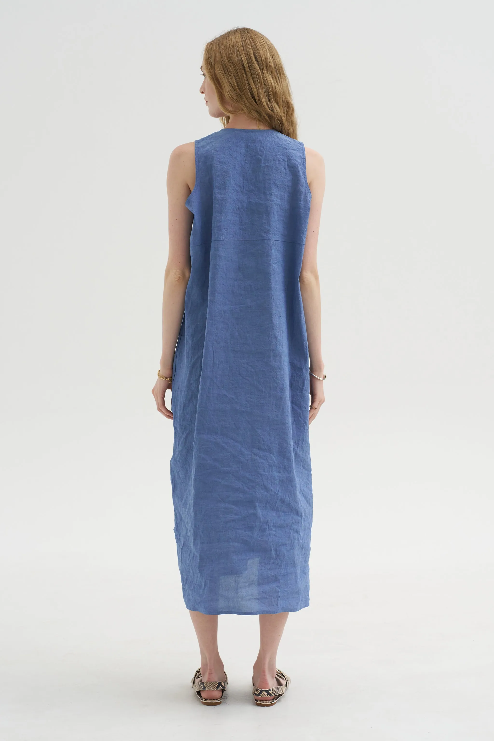 Doras Lion - Linen Cotton Dress, Blue Jean sold by Kick Pleat product image thumbnail 4