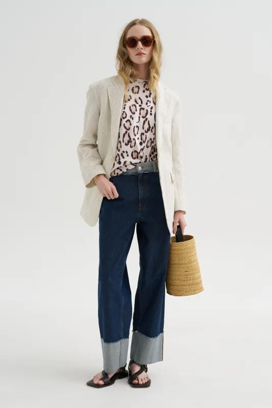 Oversized Ragged Blazer, White & Black made by R13