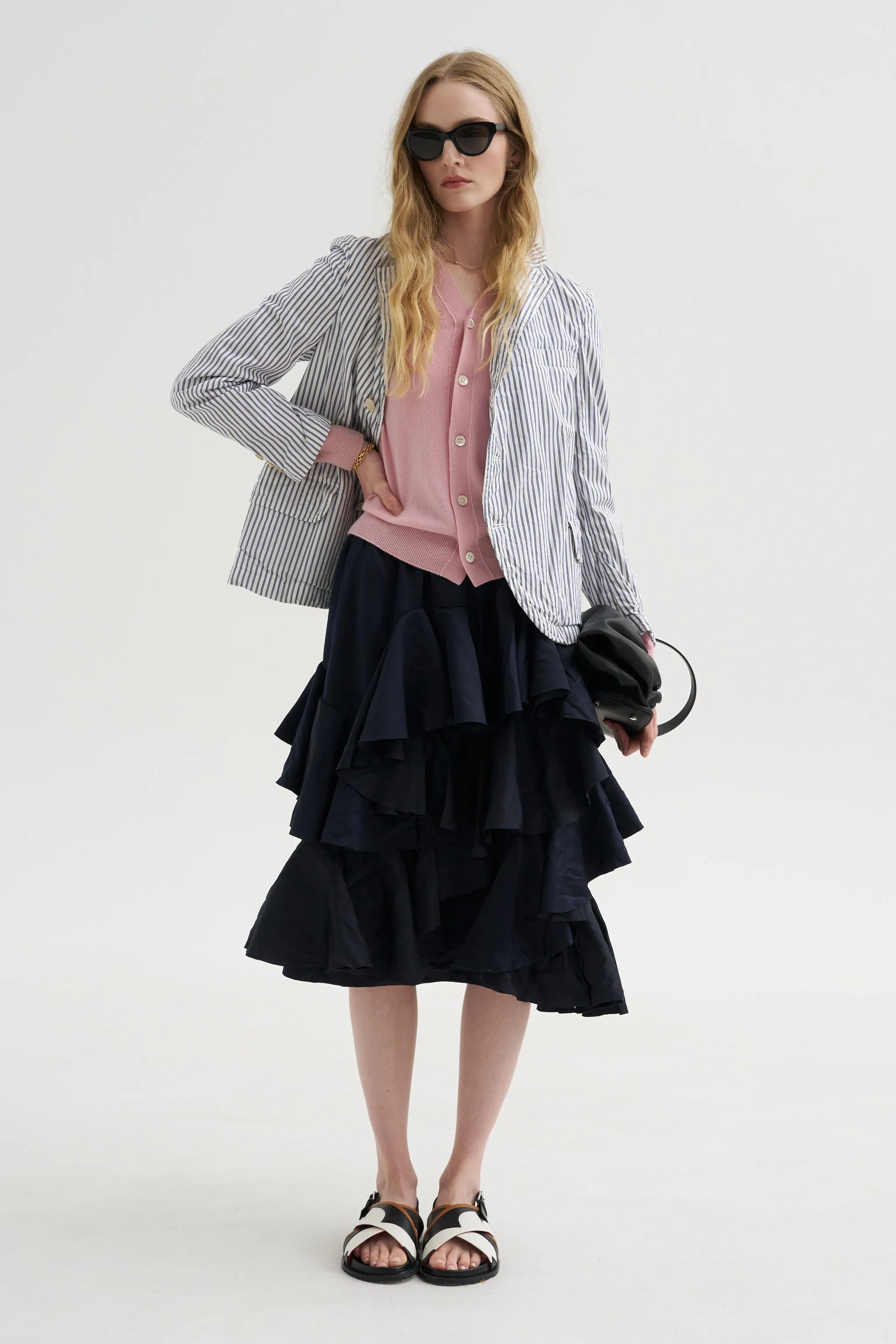 Stripe Blazer, White & Navy sold by Kick Pleat product image thumbnail 5