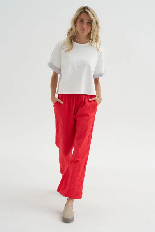 Drawstring Pant, Red made by Atelier Delphine