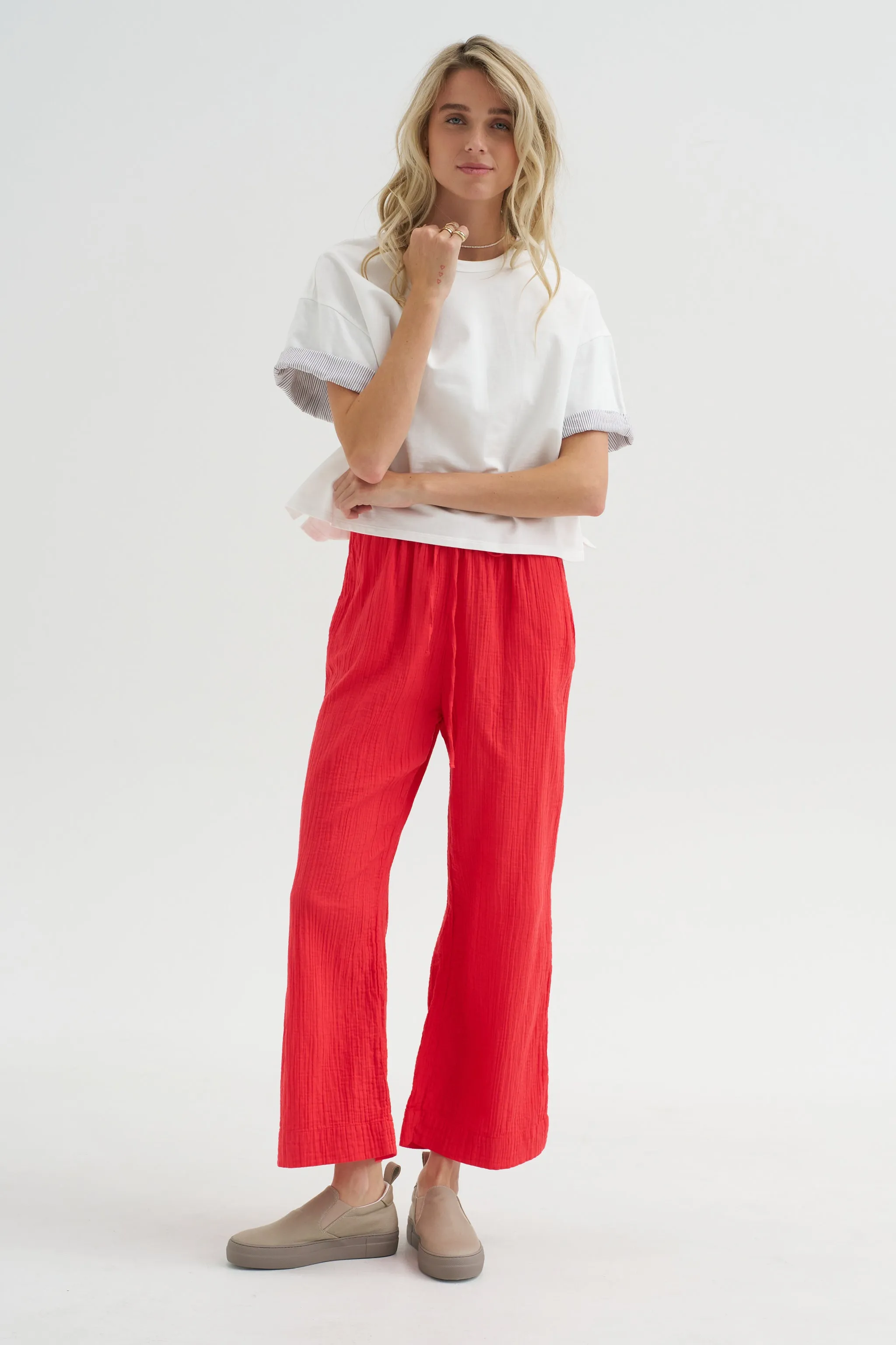 Drawstring Pant, Red sold by Kick Pleat product image thumbnail 5